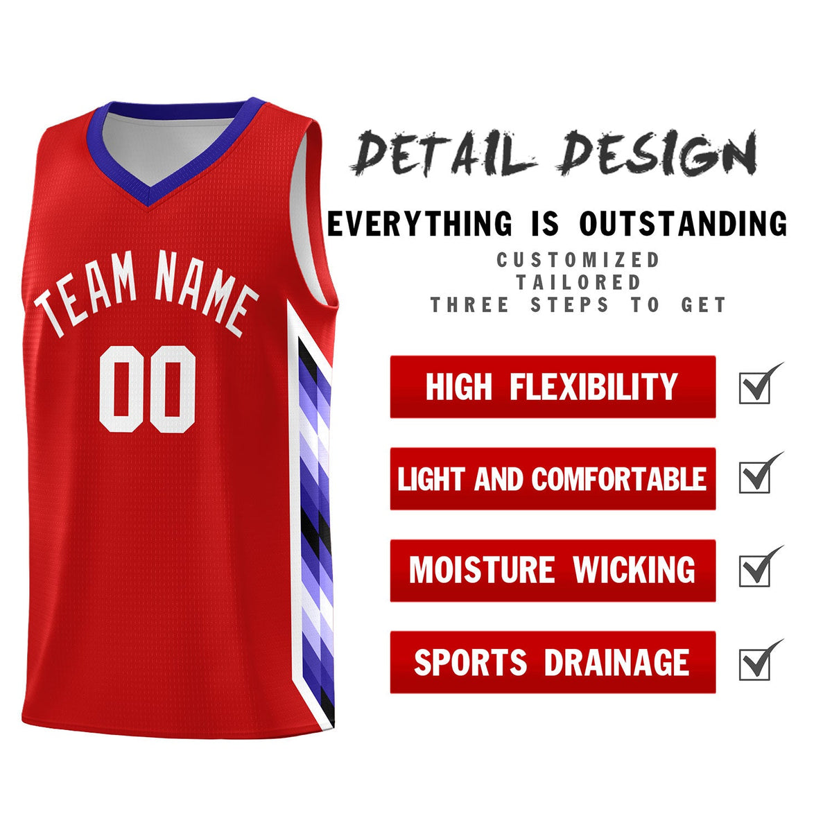 Custom Red Mosaic Gradient Fashion Sports Uniform Basketball Jersey|KXKSHOP