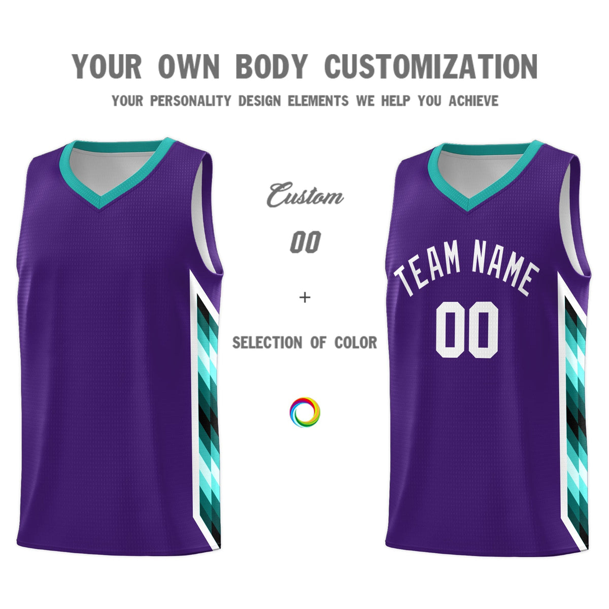 Custom Purple Mosaic Gradient Fashion Sports Uniform Basketball Jersey|KXKSHOP