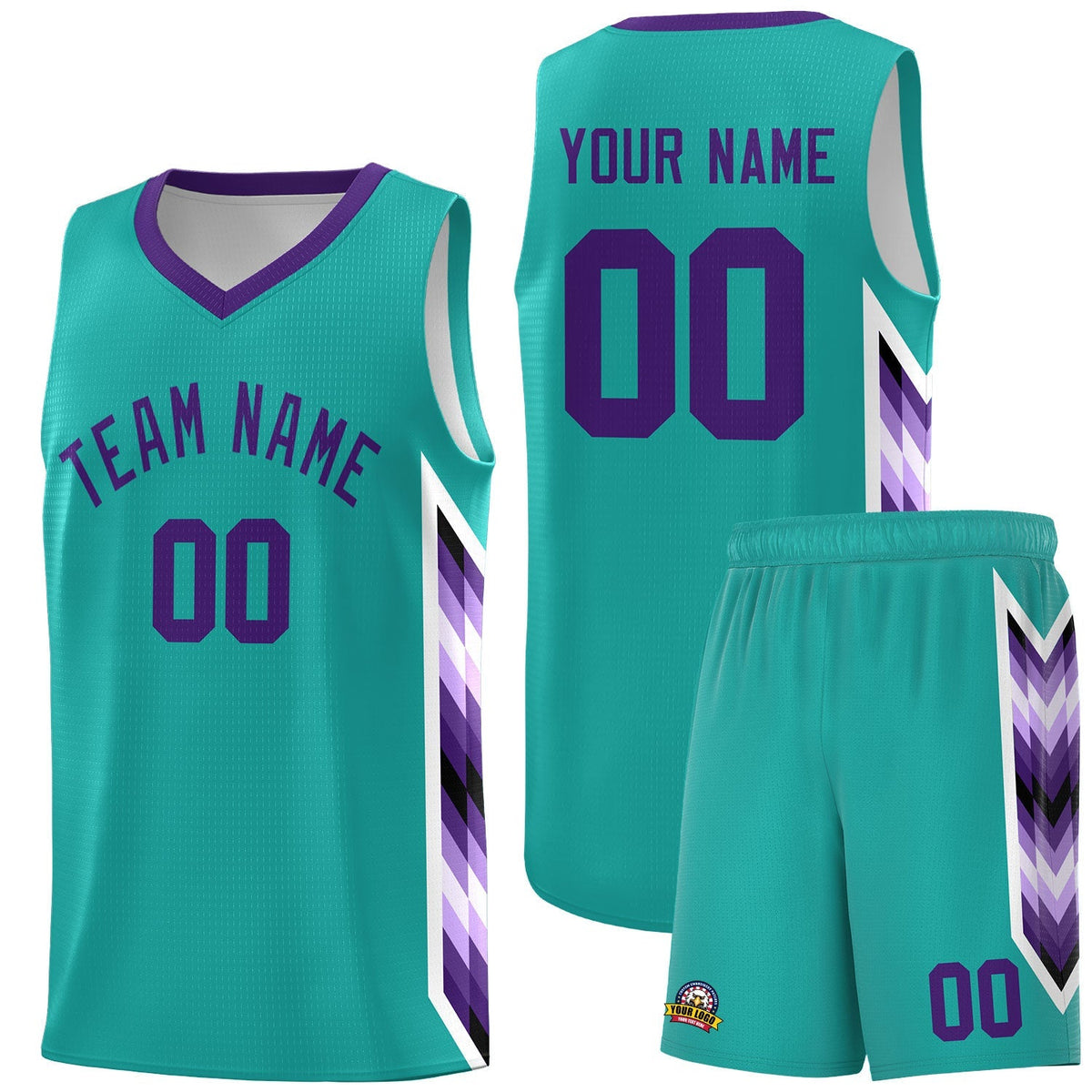 Custom Aqua Mosaic Gradient Fashion Sports Uniform Basketball Jersey|KXKSHOP