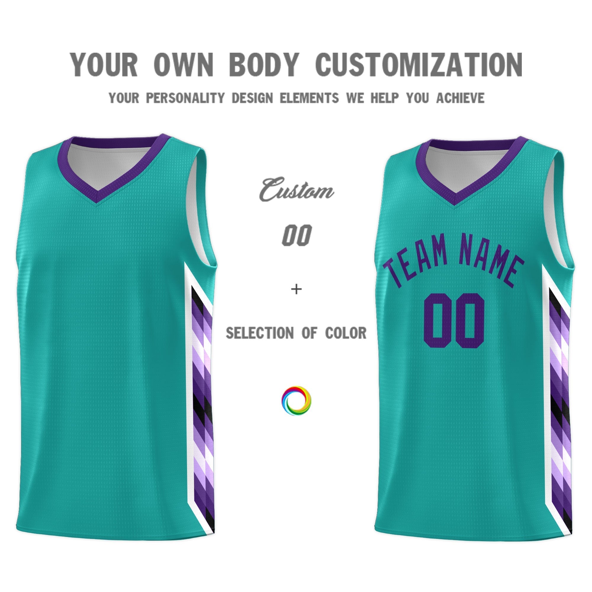 Custom Aqua Mosaic Gradient Fashion Sports Uniform Basketball Jersey|KXKSHOP