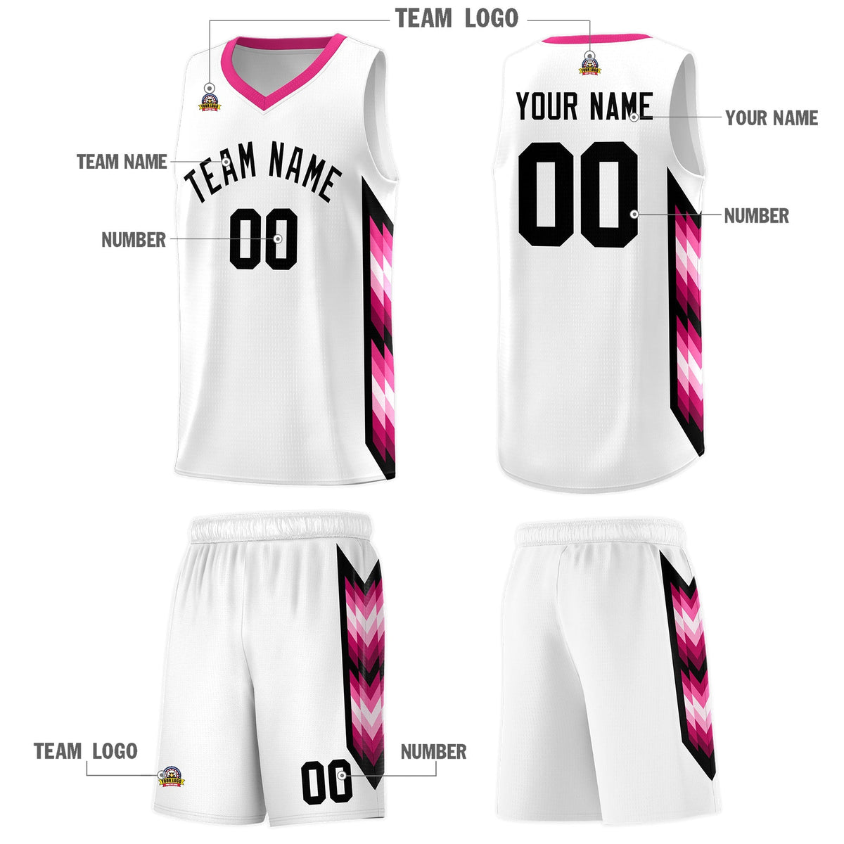 Custom White Mosaic Gradient Fashion Sports Uniform Basketball Jersey|KXKSHOP