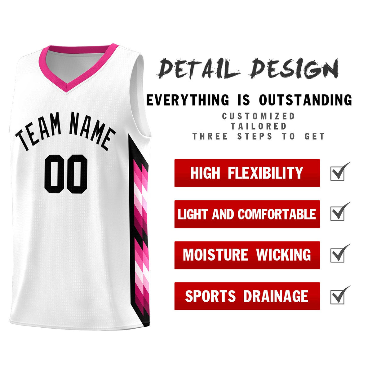 Custom White Mosaic Gradient Fashion Sports Uniform Basketball Jersey|KXKSHOP