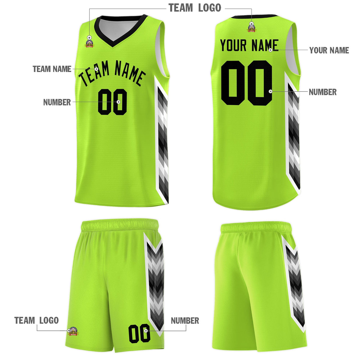 Custom Neon Green Mosaic Gradient Fashion Sports Uniform Basketball Jersey|KXKSHOP