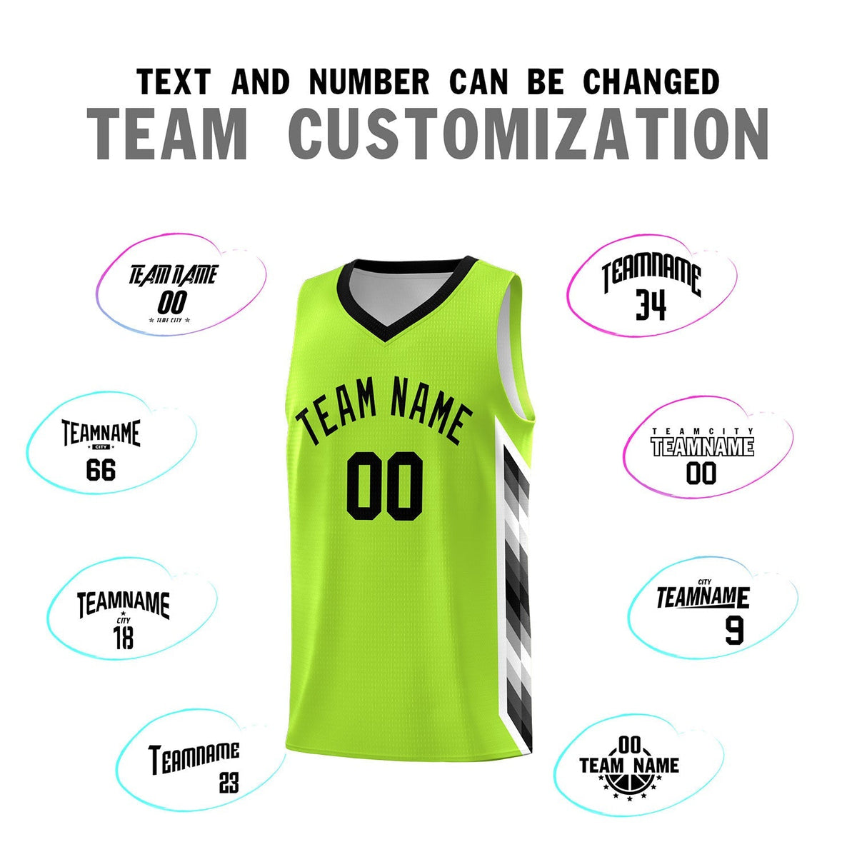 Custom Neon Green Mosaic Gradient Fashion Sports Uniform Basketball Jersey|KXKSHOP