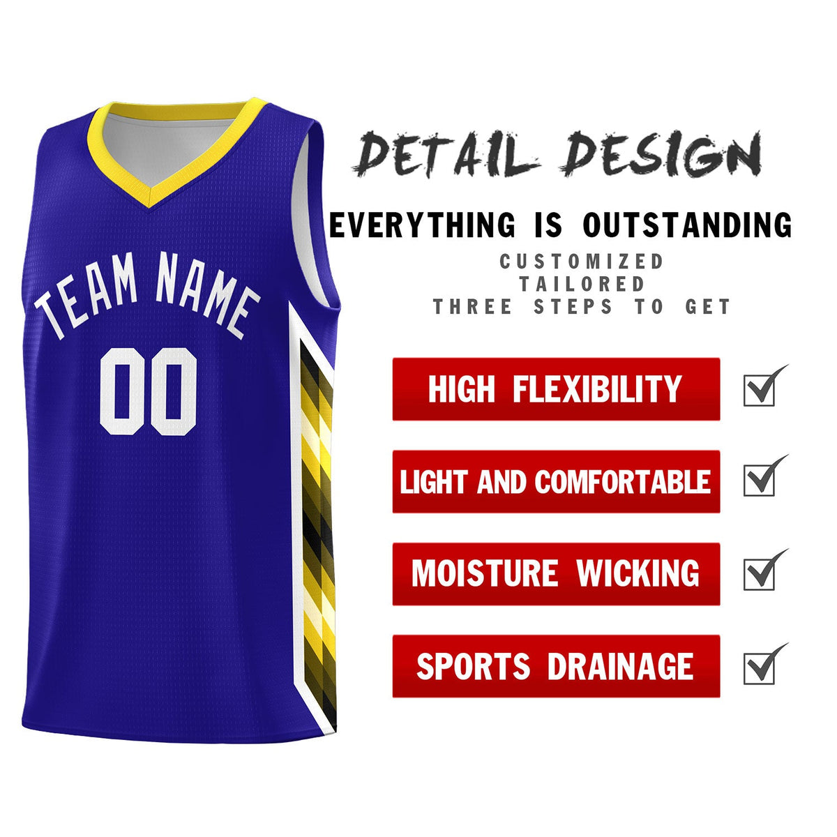 Custom Royal Mosaic Gradient Fashion Sports Uniform Basketball Jersey|KXKSHOP