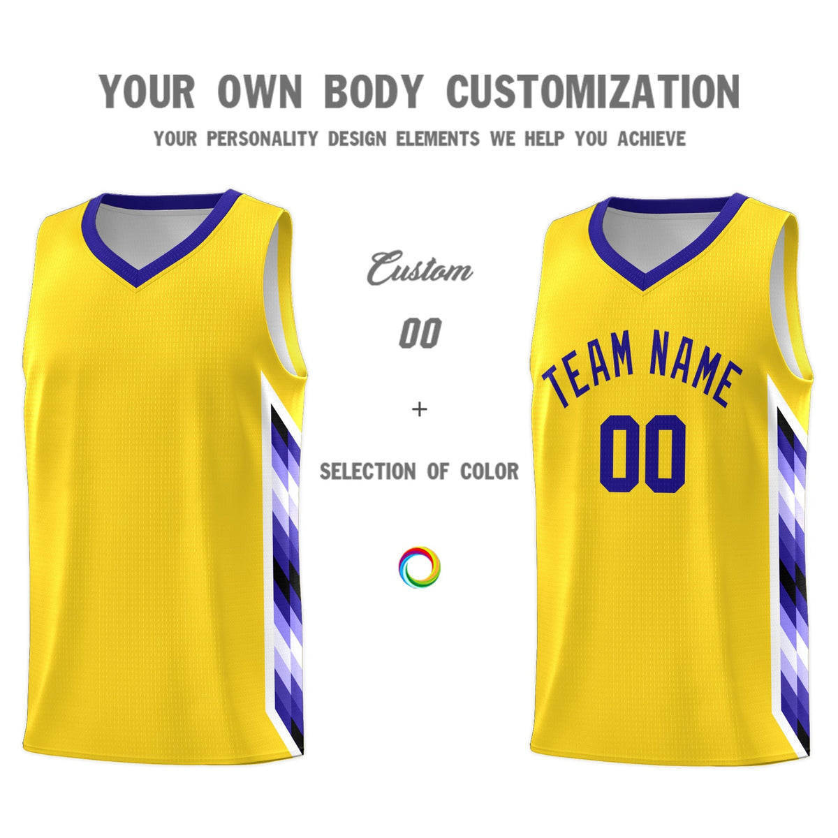 Custom Gold Mosaic Gradient Fashion Sports Uniform Basketball Jersey|KXKSHOP