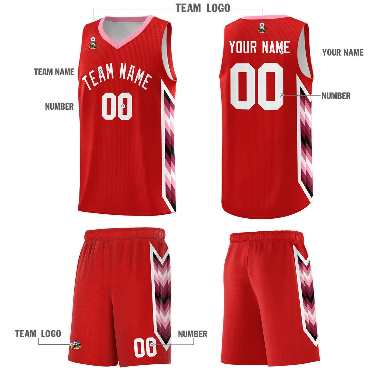 Custom Red Mosaic Gradient Fashion Sports Uniform Basketball Jersey|KXKSHOP