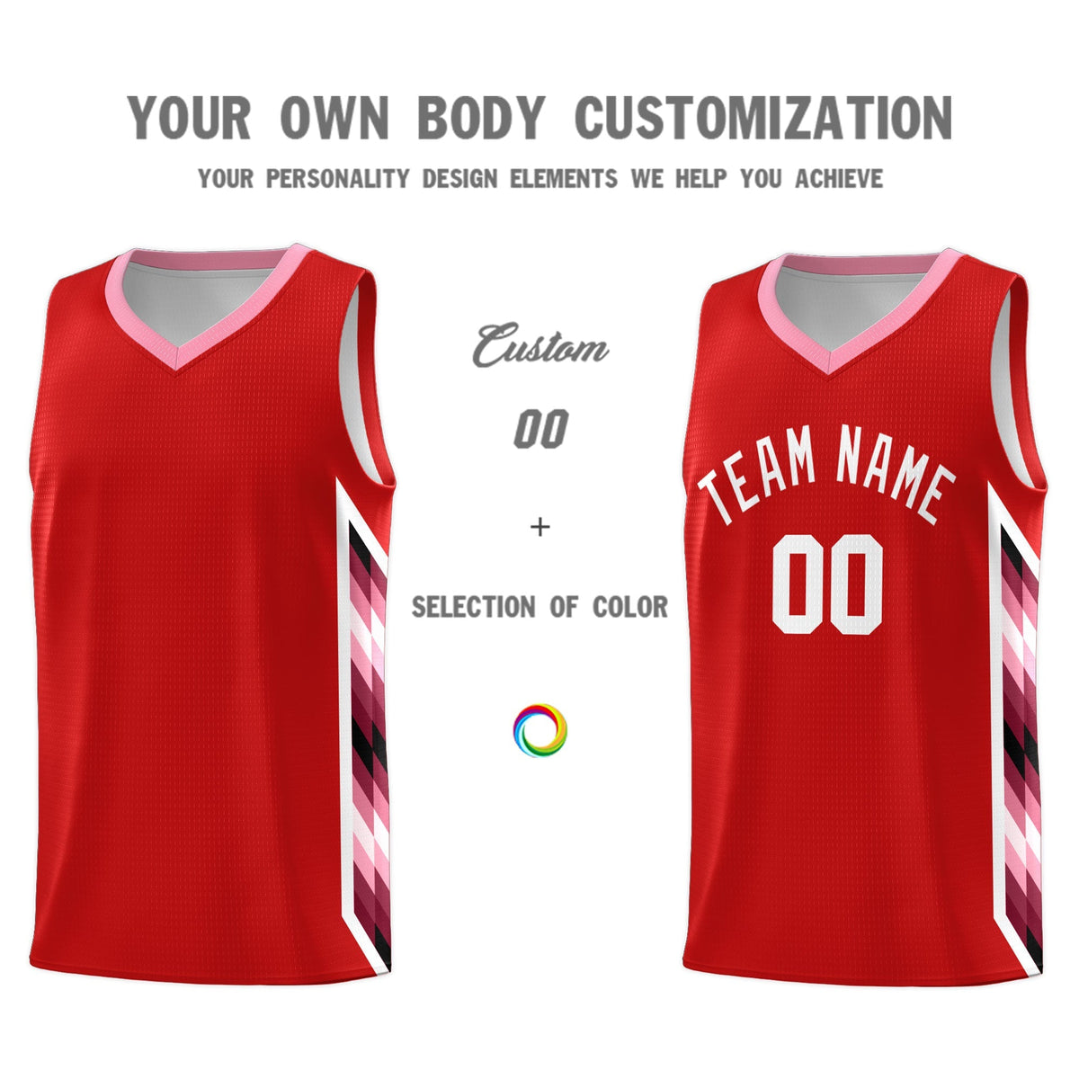 Custom Red Mosaic Gradient Fashion Sports Uniform Basketball Jersey|KXKSHOP