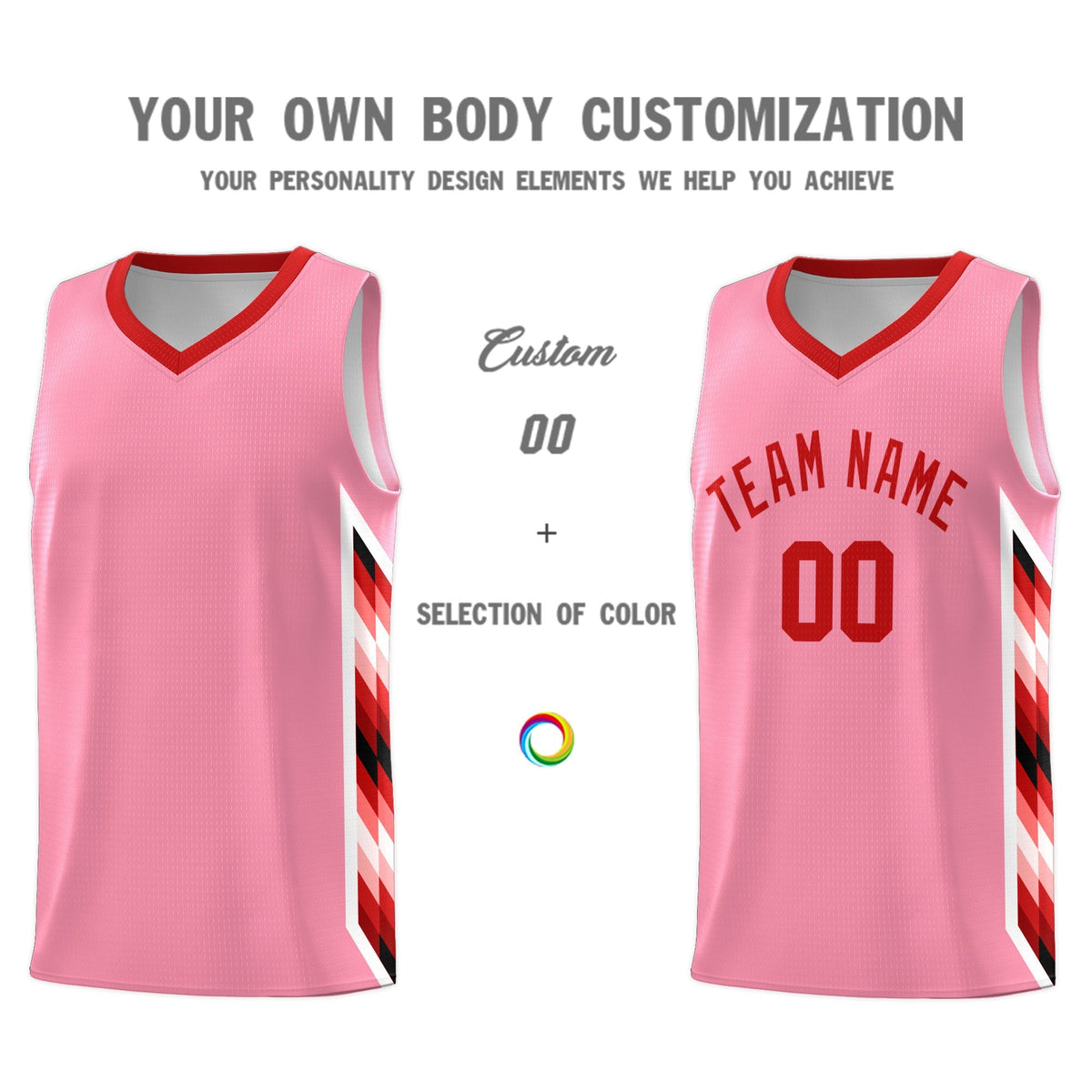 Custom Light Pink Mosaic Gradient Fashion Sports Uniform Basketball Jersey|KXKSHOP