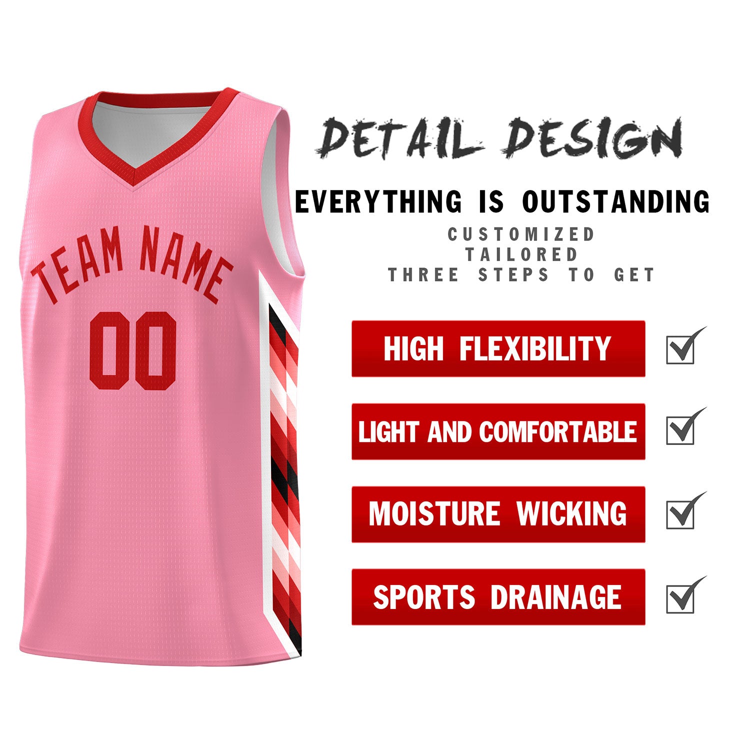Custom Light Pink Mosaic Gradient Fashion Sports Uniform Basketball Jersey|KXKSHOP