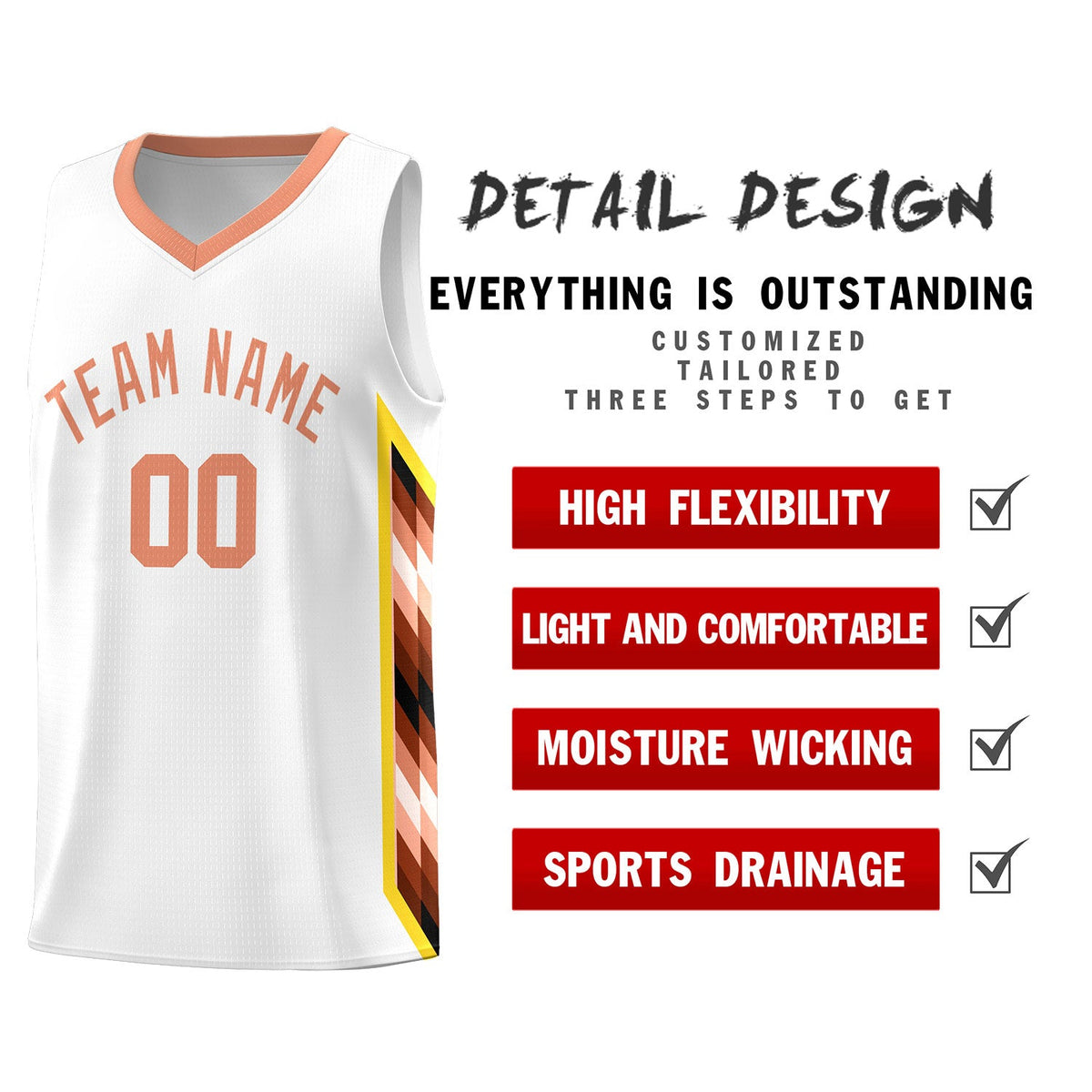 Custom White Mosaic Gradient Fashion Sports Uniform Basketball Jersey|KXKSHOP