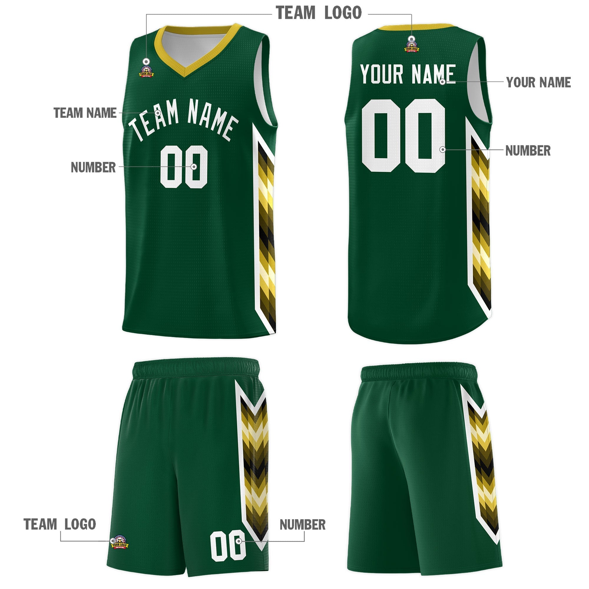 Custom Hunter Green Mosaic Gradient Fashion Sports Uniform Basketball Jersey|KXKSHOP