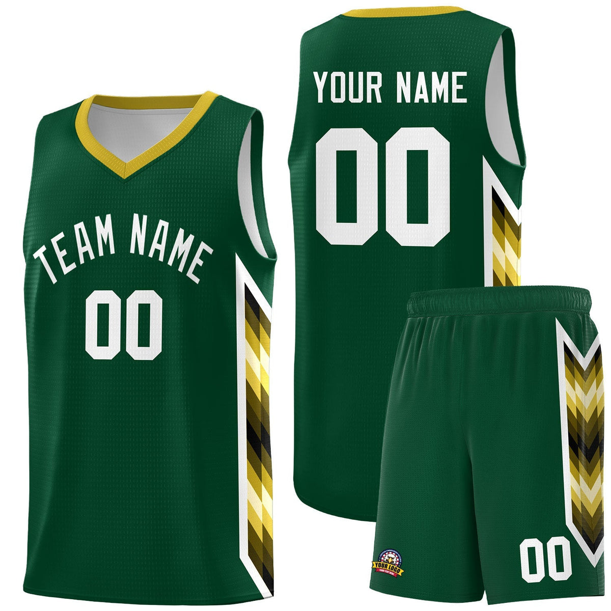 Custom Hunter Green Mosaic Gradient Fashion Sports Uniform Basketball Jersey|KXKSHOP