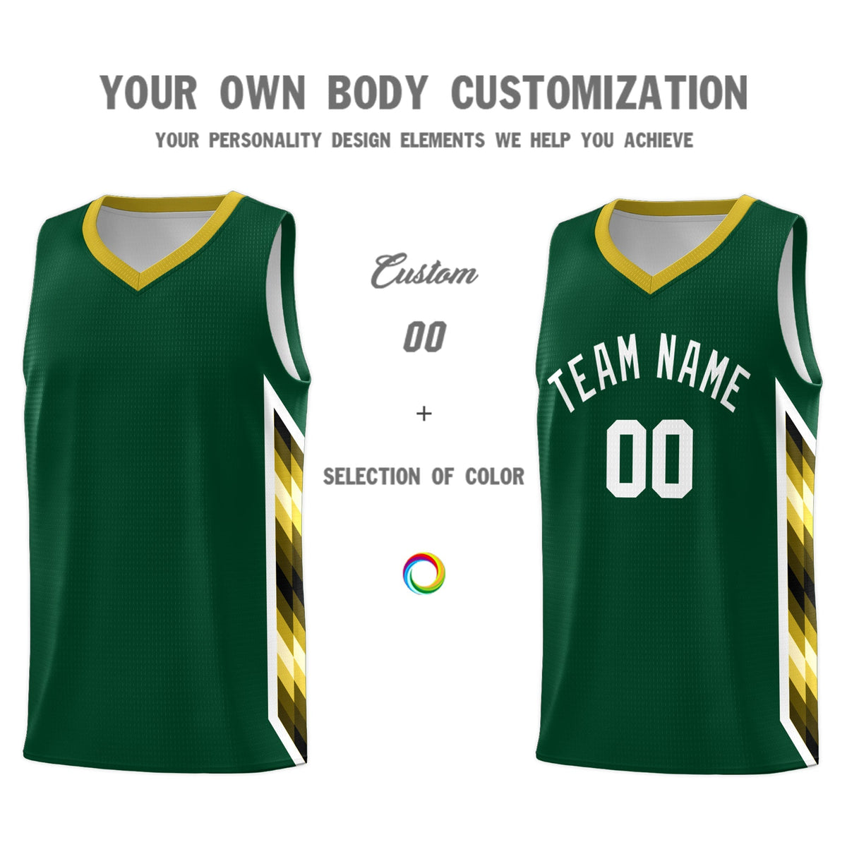 Custom Hunter Green Mosaic Gradient Fashion Sports Uniform Basketball Jersey|KXKSHOP