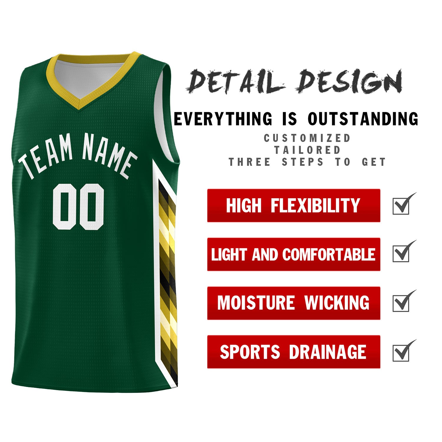 Custom Hunter Green Mosaic Gradient Fashion Sports Uniform Basketball Jersey|KXKSHOP
