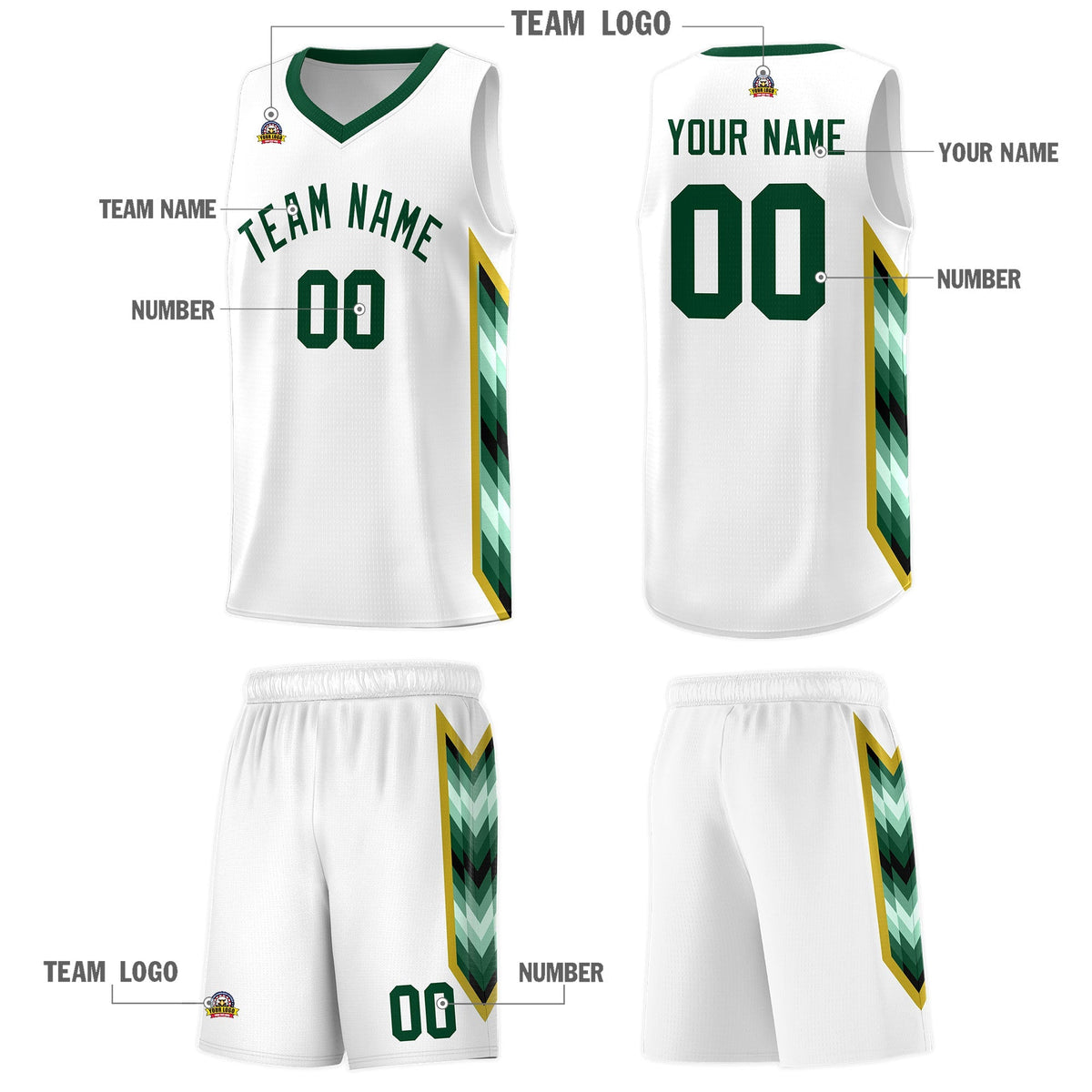 Custom White Mosaic Gradient Fashion Sports Uniform Basketball Jersey|KXKSHOP