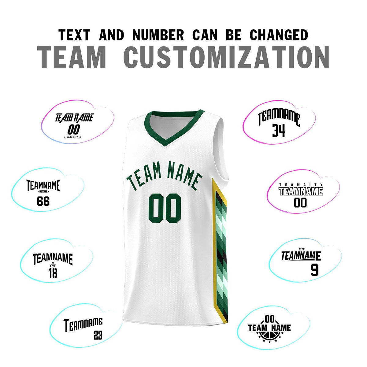 Custom White Mosaic Gradient Fashion Sports Uniform Basketball Jersey|KXKSHOP