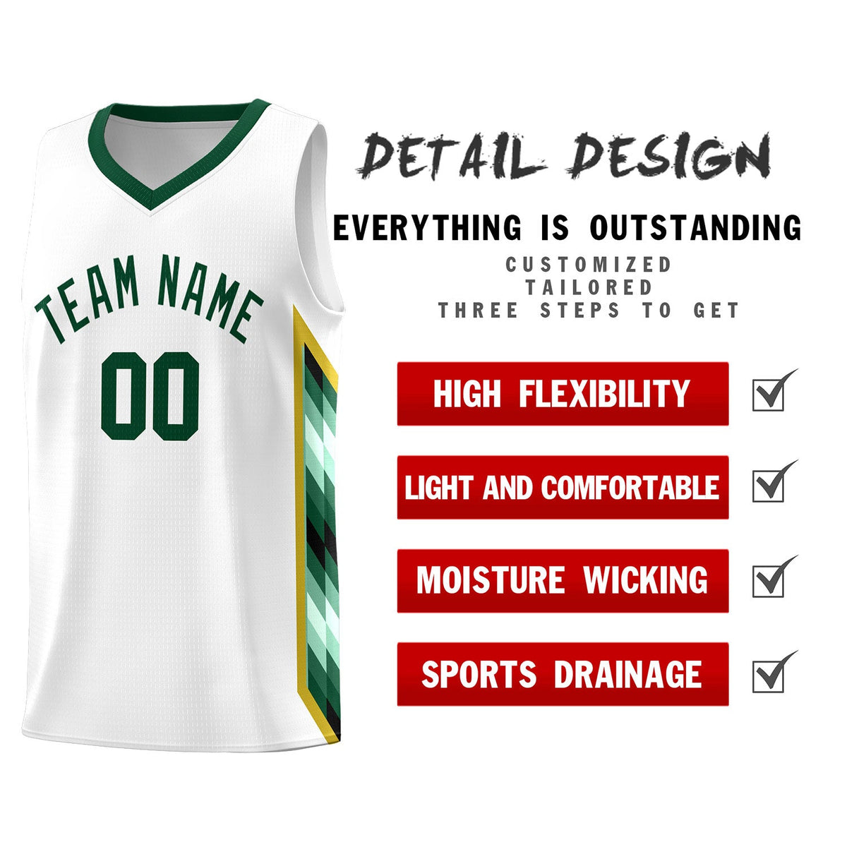 Custom White Mosaic Gradient Fashion Sports Uniform Basketball Jersey|KXKSHOP