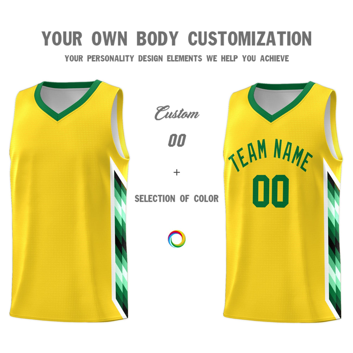 Custom Gold Mosaic Gradient Fashion Sports Uniform Basketball Jersey|KXKSHOP