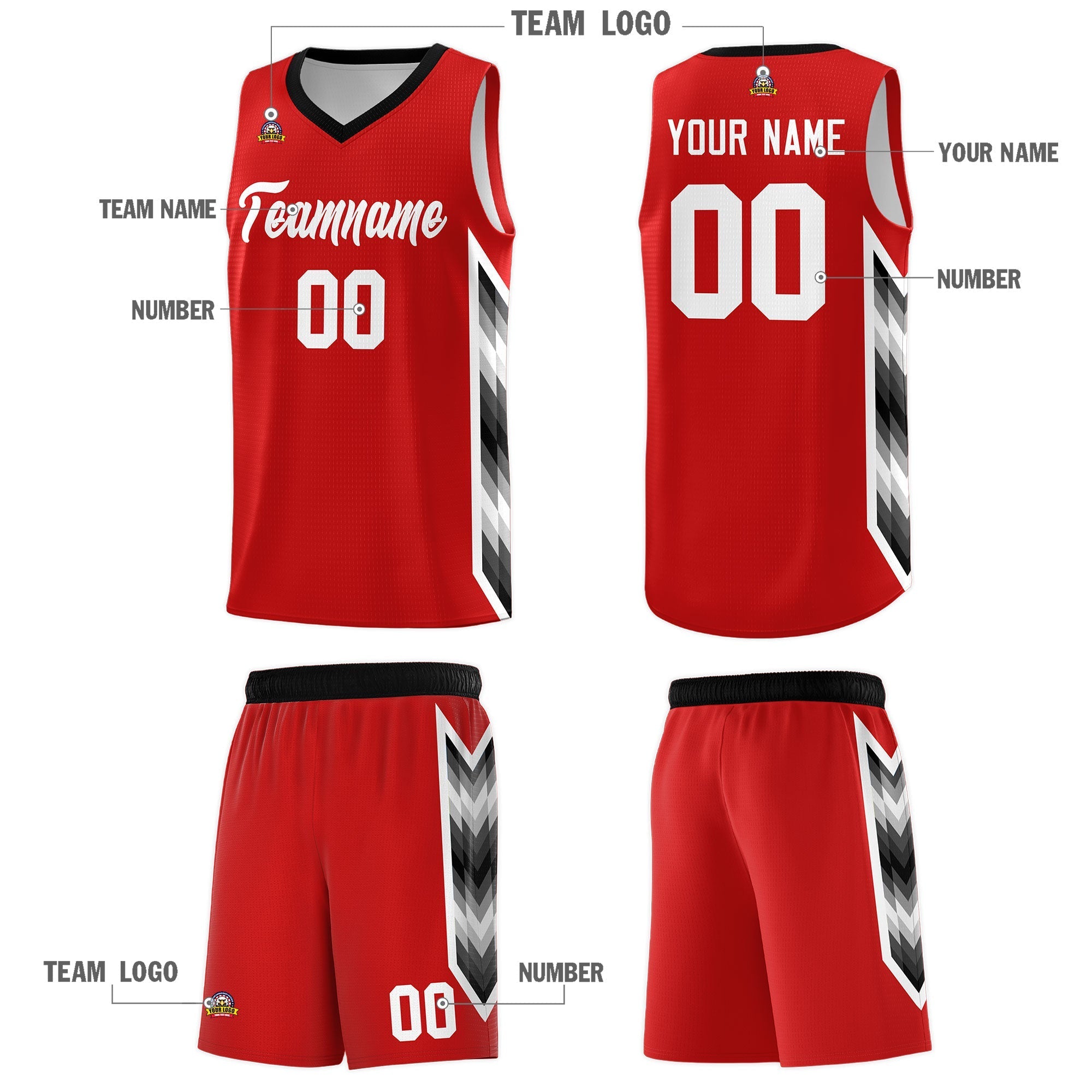 Custom Red Mosaic Gradient Fashion Sports Uniform Basketball Jersey|KXKSHOP