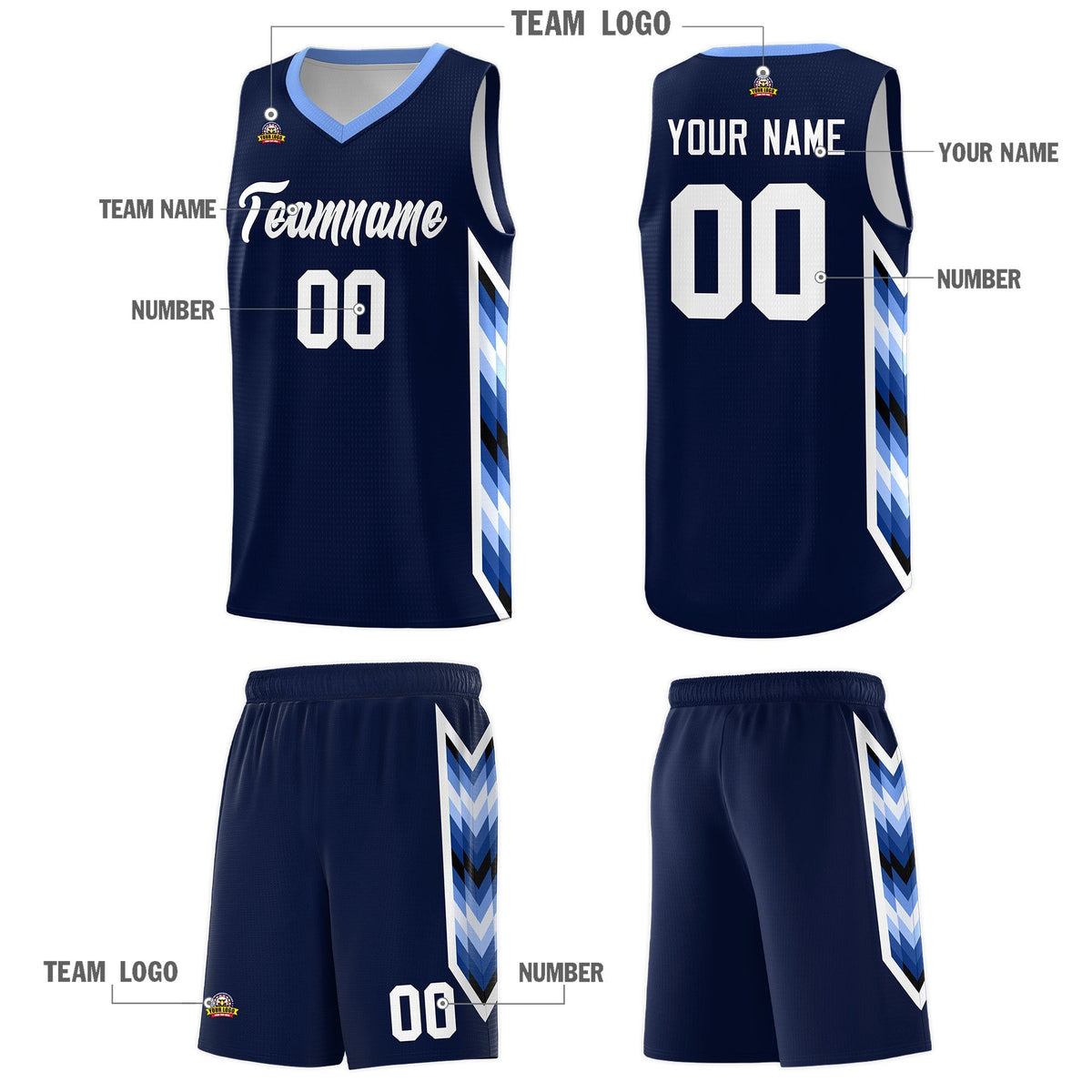 Custom Navy Mosaic Gradient Fashion Sports Uniform Basketball Jersey|KXKSHOP