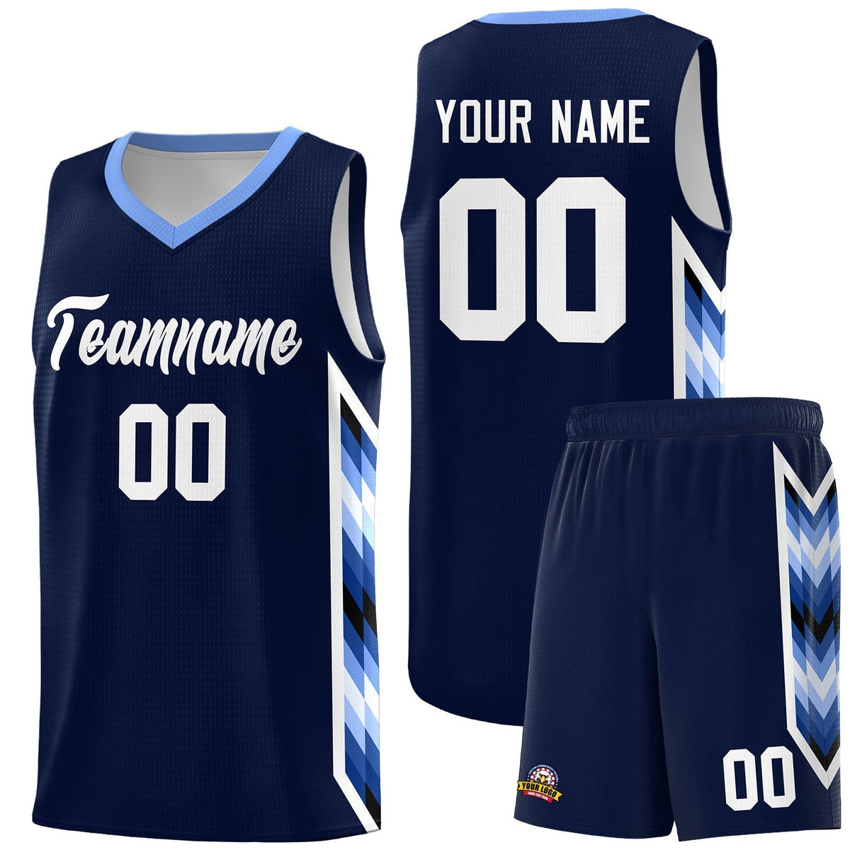 Custom Navy Mosaic Gradient Fashion Sports Uniform Basketball Jersey|KXKSHOP