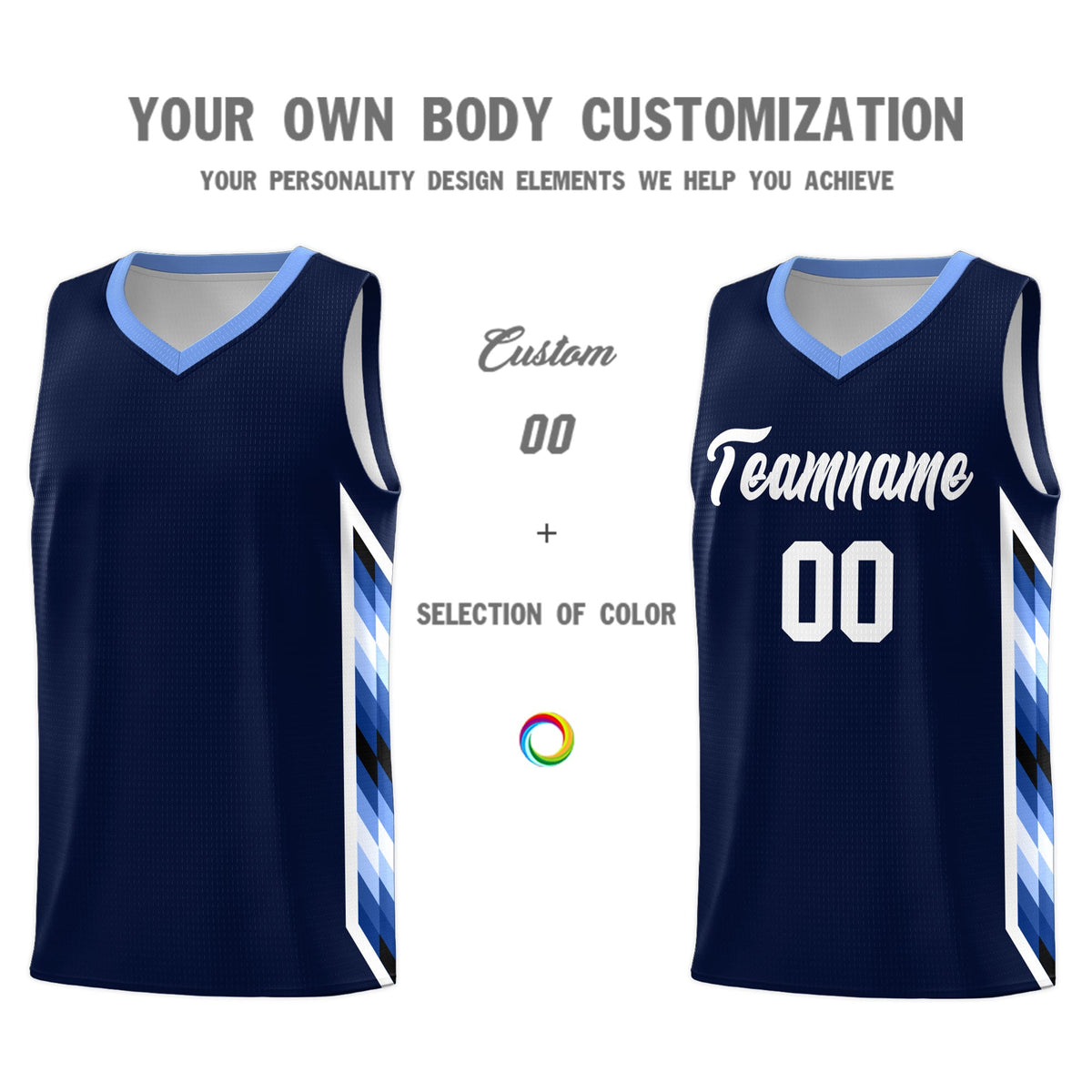 Custom Navy Mosaic Gradient Fashion Sports Uniform Basketball Jersey|KXKSHOP
