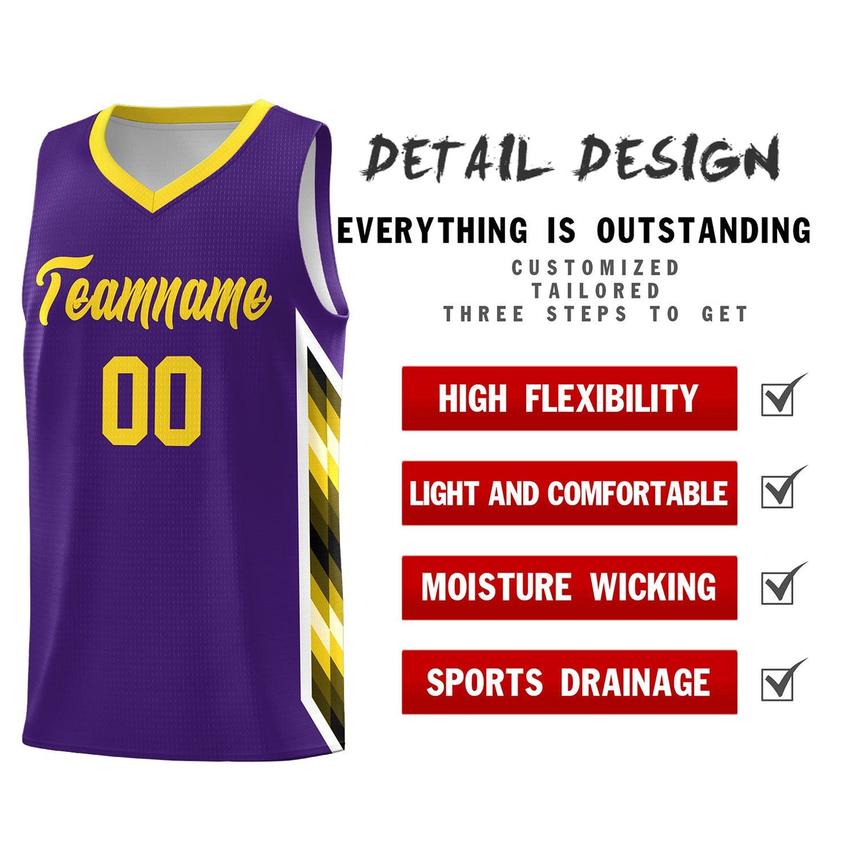 Custom Purple Mosaic Gradient Fashion Sports Uniform Basketball Jersey|KXKSHOP