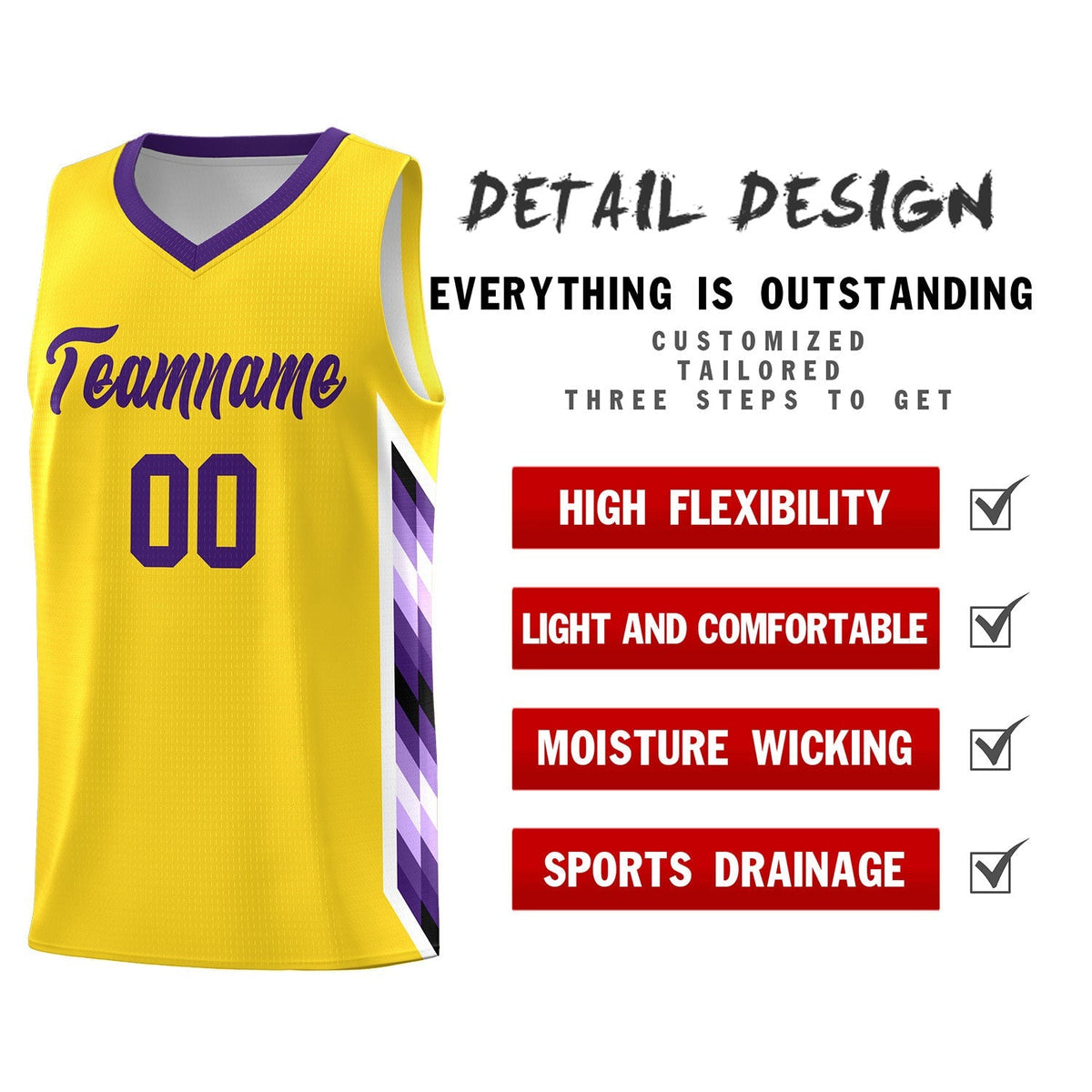 Custom Gold Mosaic Gradient Fashion Sports Uniform Basketball Jersey|KXKSHOP