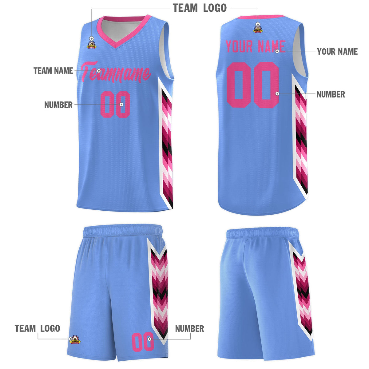 Custom Light Blue Mosaic Gradient Fashion Sports Uniform Basketball Jersey|KXKSHOP