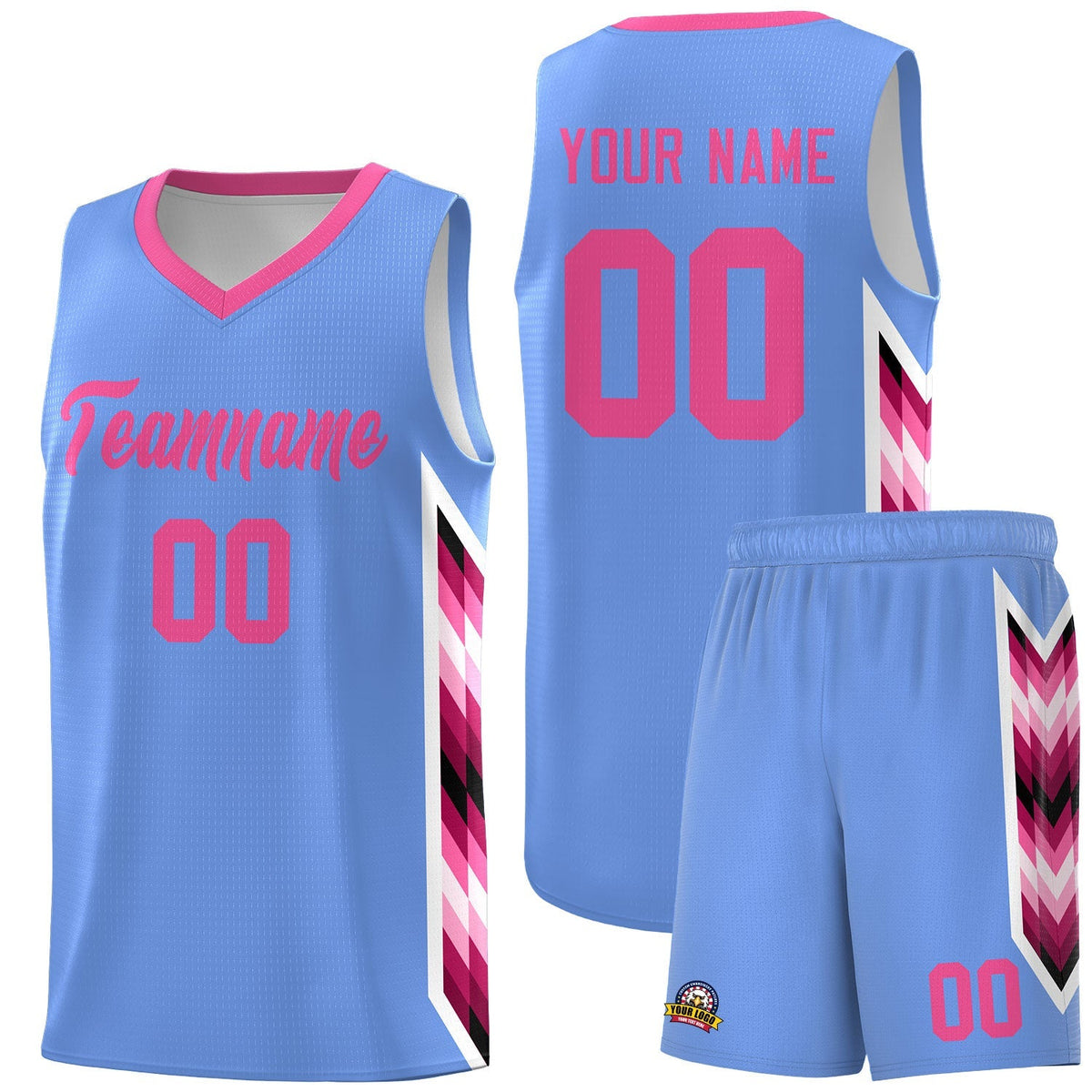 Custom Light Blue Mosaic Gradient Fashion Sports Uniform Basketball Jersey|KXKSHOP