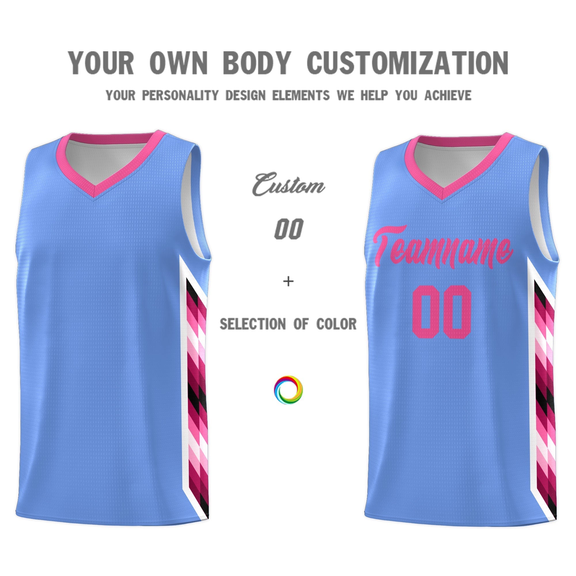 Custom Light Blue Mosaic Gradient Fashion Sports Uniform Basketball Jersey|KXKSHOP