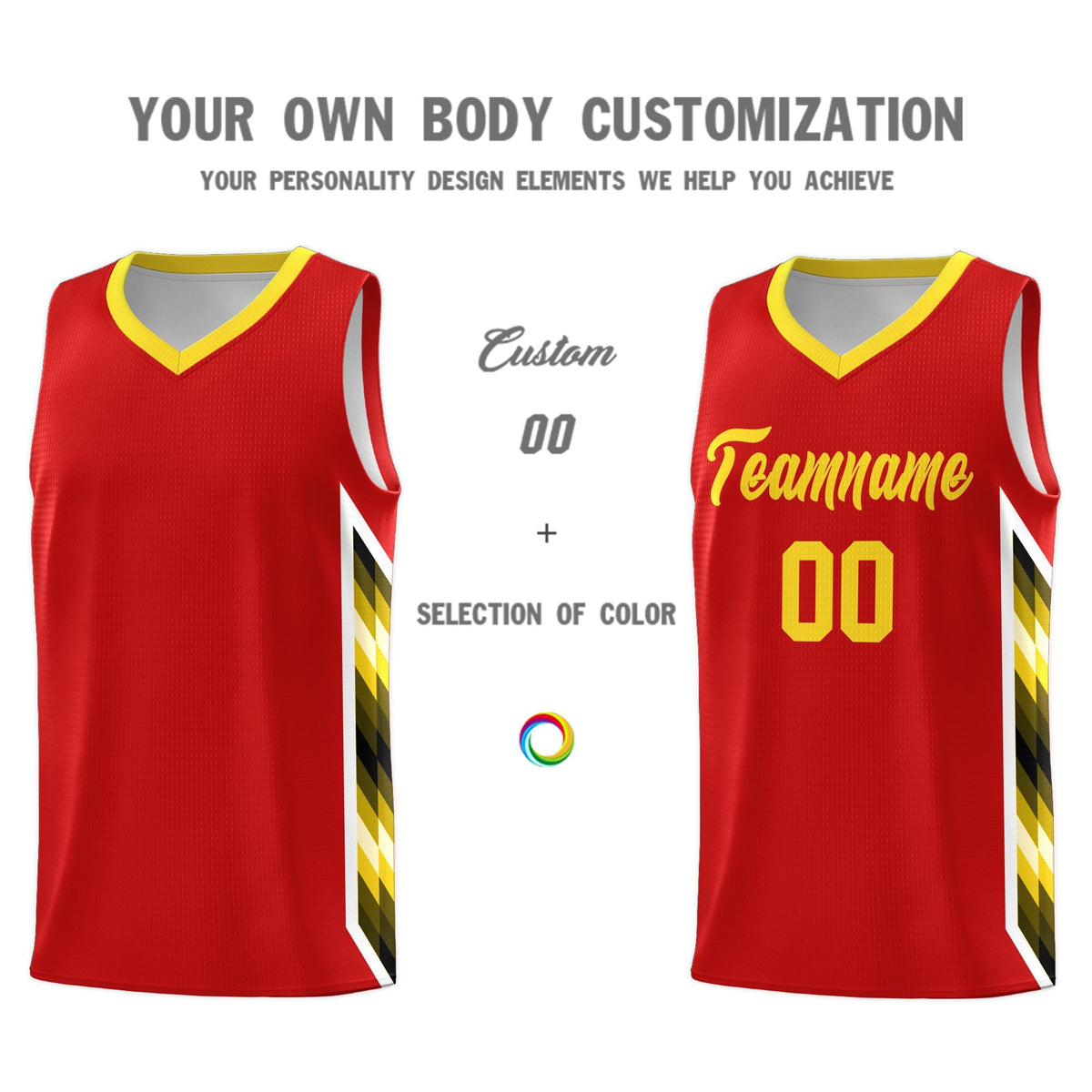 Custom Red Mosaic Gradient Fashion Sports Uniform Basketball Jersey|KXKSHOP