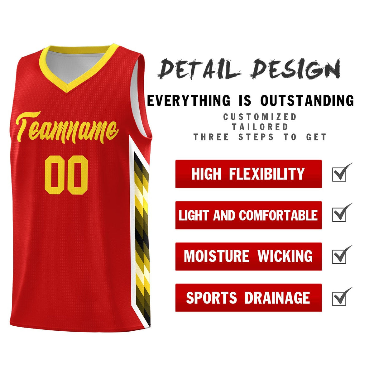 Custom Red Mosaic Gradient Fashion Sports Uniform Basketball Jersey|KXKSHOP