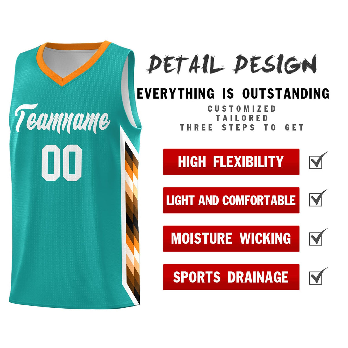 Custom Aqua Mosaic Gradient Fashion Sports Uniform Basketball Jersey|KXKSHOP