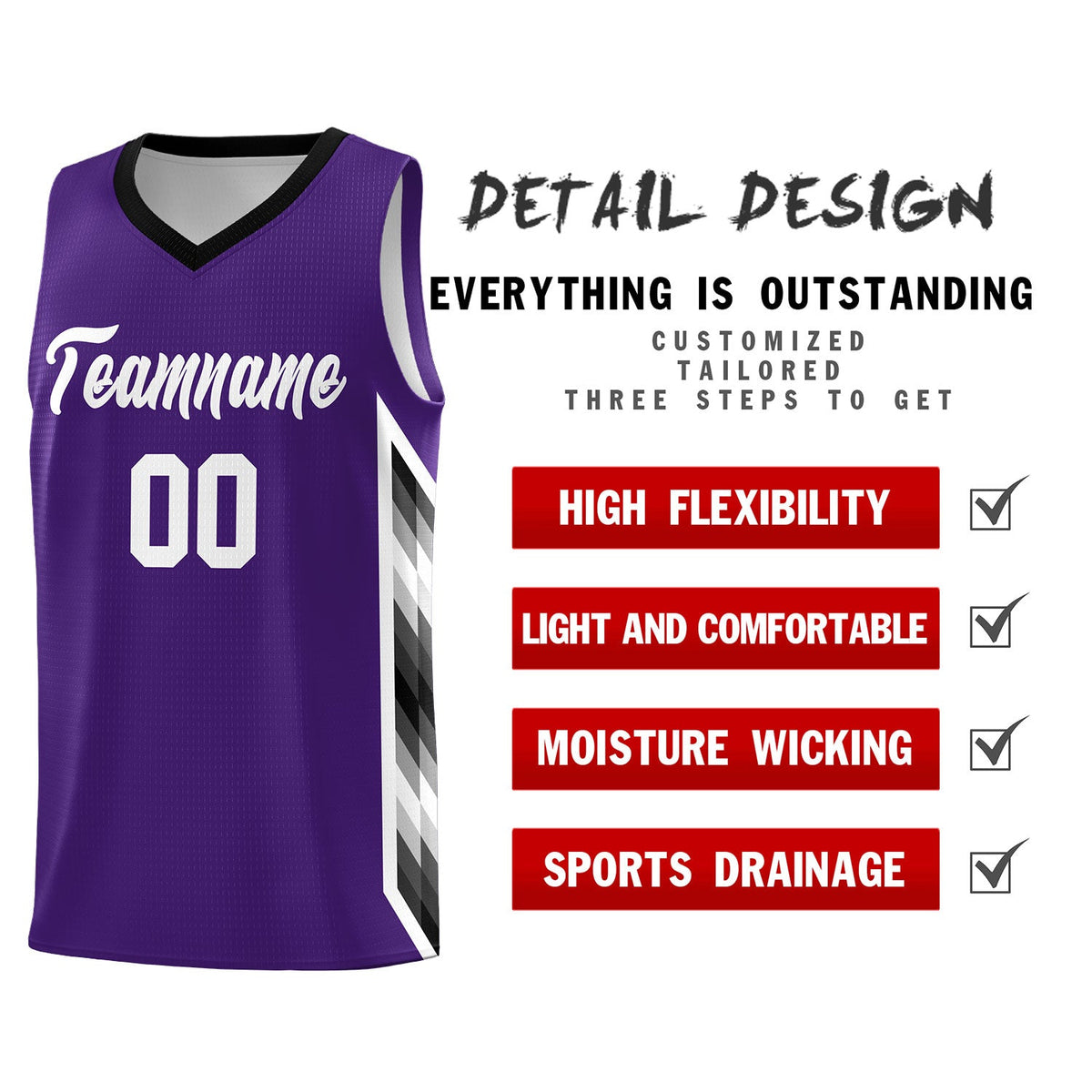 Custom Purple Mosaic Gradient Fashion Sports Uniform Basketball Jersey|KXKSHOP