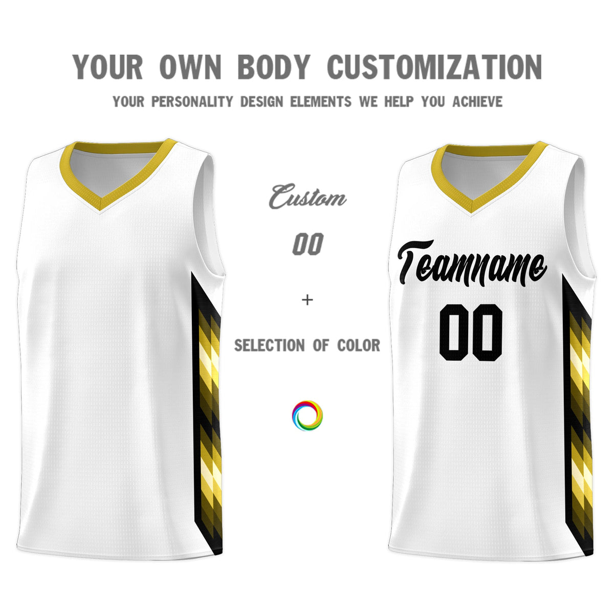 Custom White Mosaic Gradient Fashion Sports Uniform Basketball Jersey|KXKSHOP