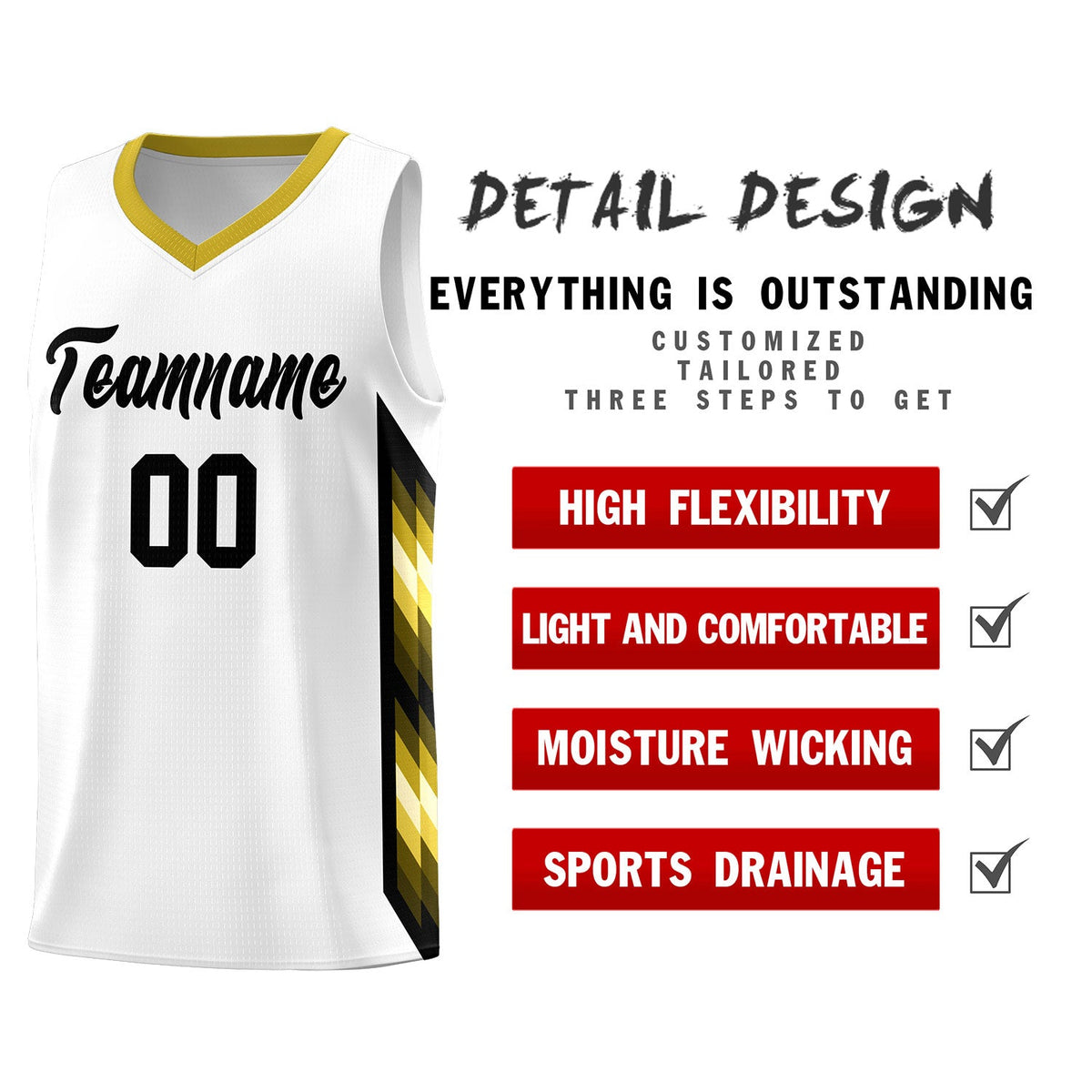 Custom White Mosaic Gradient Fashion Sports Uniform Basketball Jersey|KXKSHOP