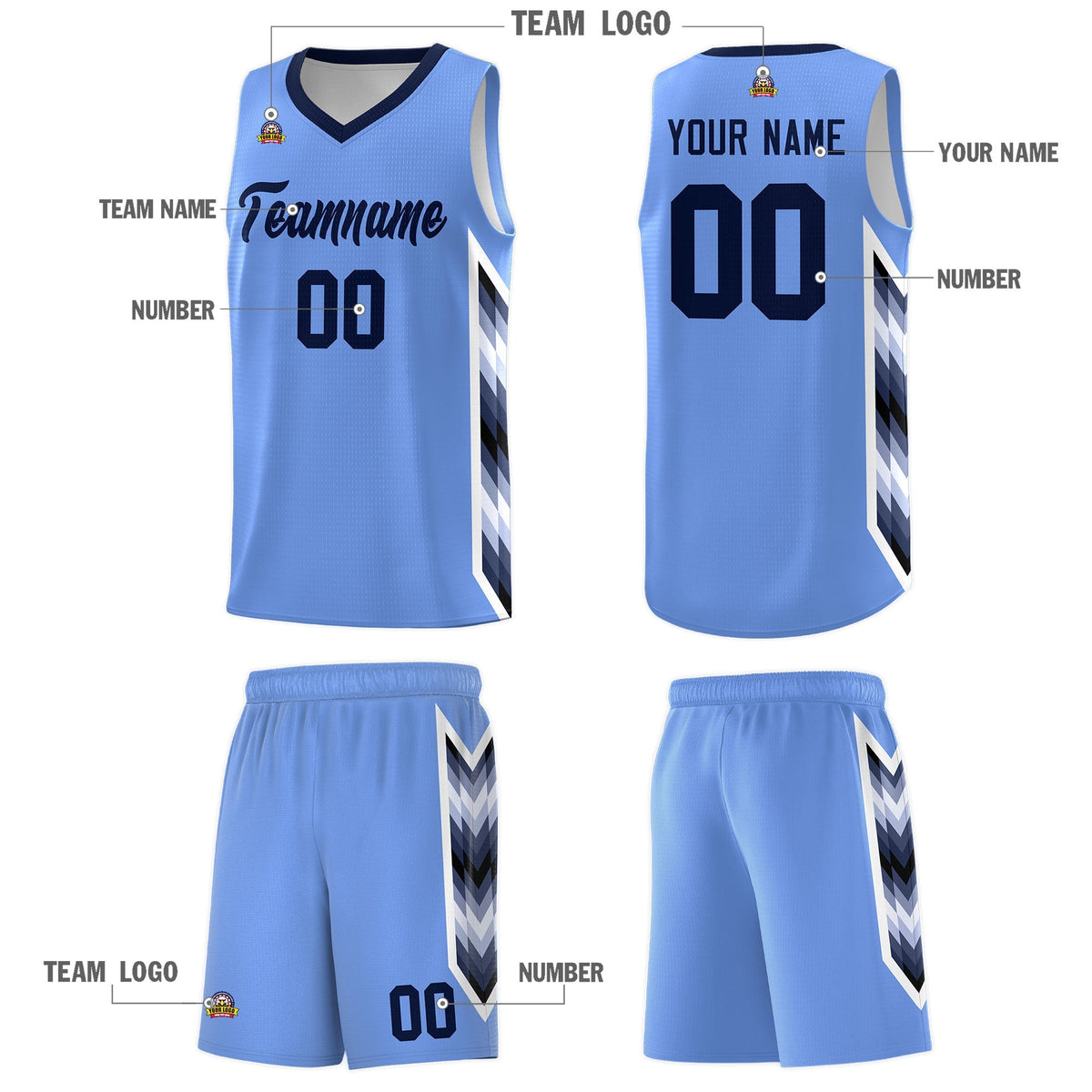 Custom Light Blue Mosaic Gradient Fashion Sports Uniform Basketball Jersey|KXKSHOP