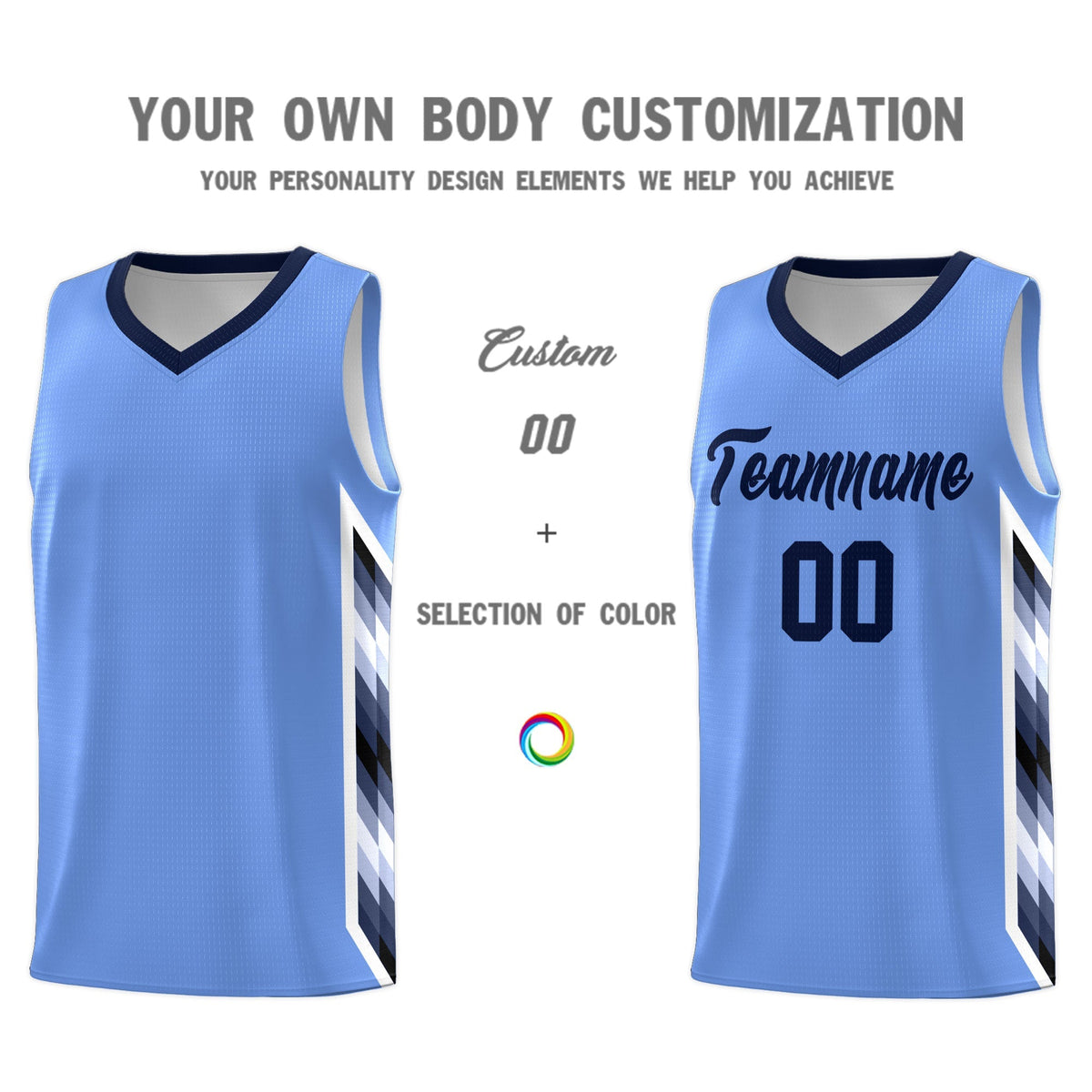 Custom Light Blue Mosaic Gradient Fashion Sports Uniform Basketball Jersey|KXKSHOP