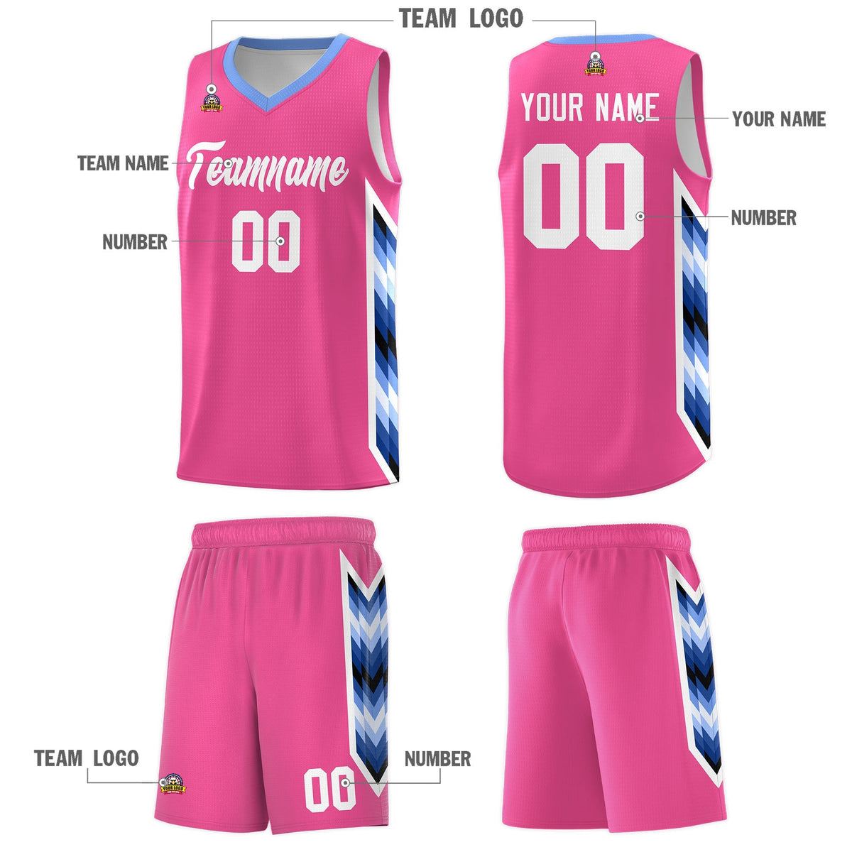 Custom Pink Mosaic Gradient Fashion Sports Uniform Basketball Jersey|KXKSHOP