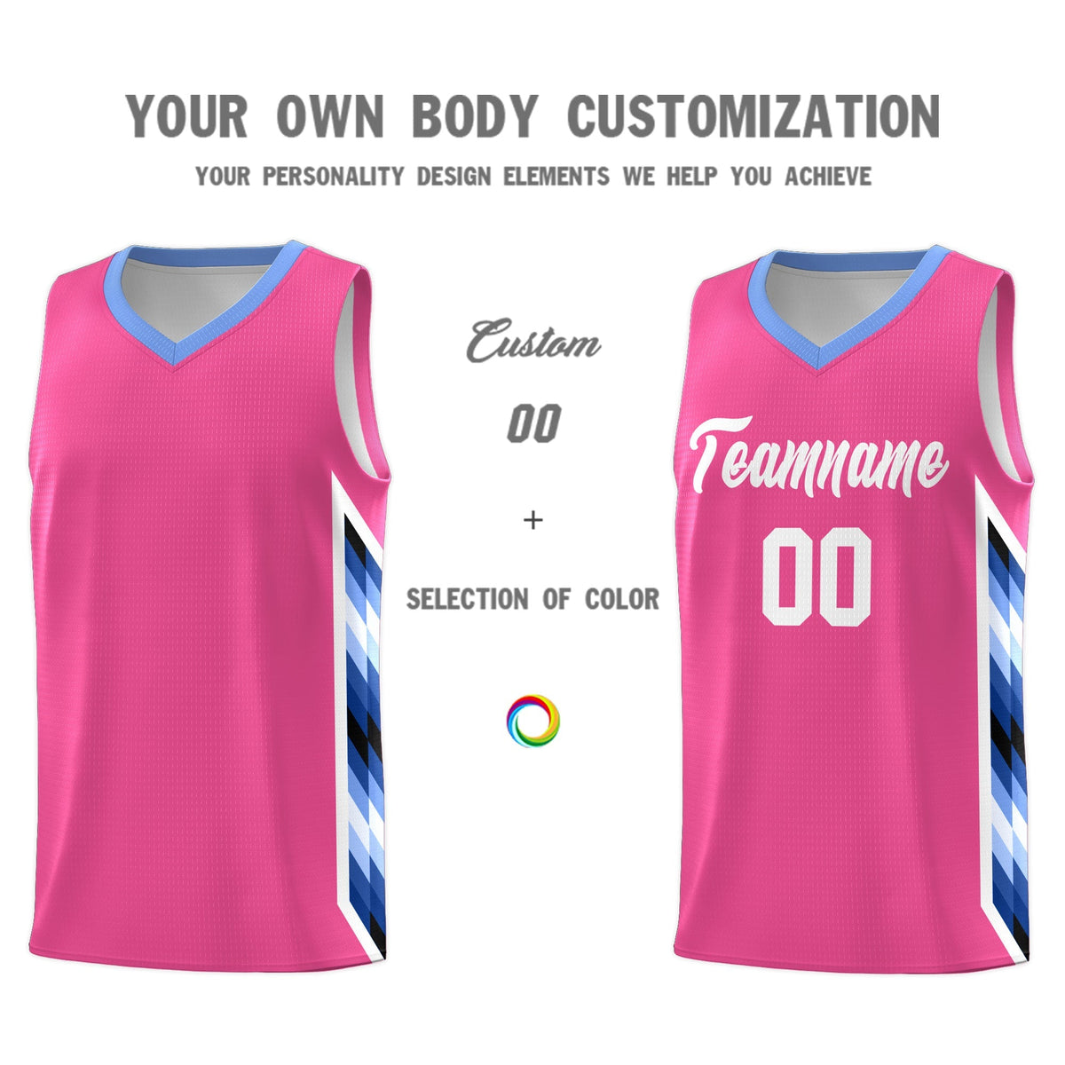 Custom Pink Mosaic Gradient Fashion Sports Uniform Basketball Jersey|KXKSHOP