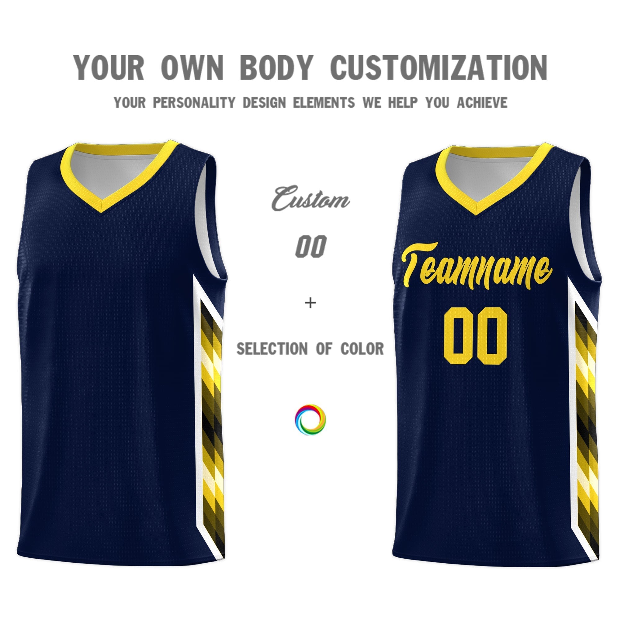 Custom Navy Mosaic Gradient Fashion Sports Uniform Basketball Jersey|KXKSHOP