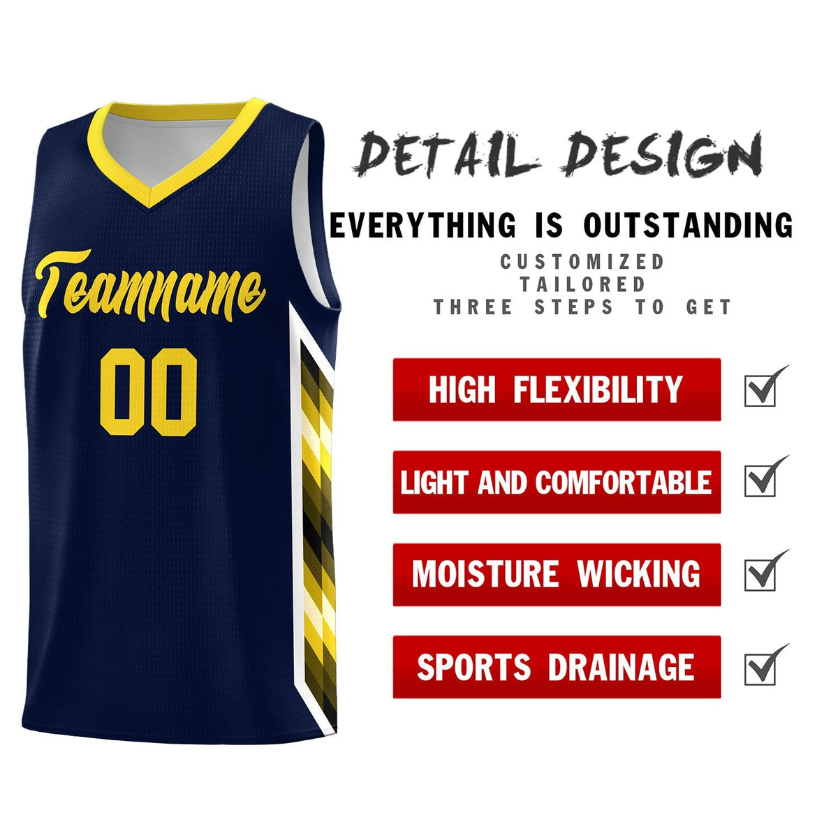 Custom Navy Mosaic Gradient Fashion Sports Uniform Basketball Jersey|KXKSHOP