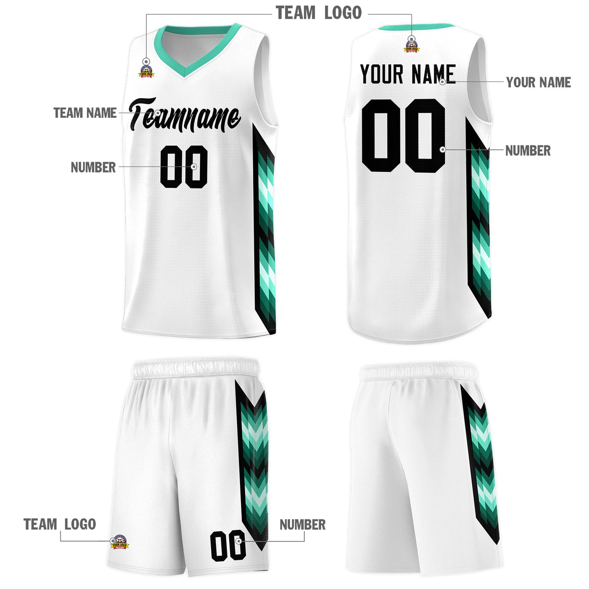 Custom White Mosaic Gradient Fashion Sports Uniform Basketball Jersey|KXKSHOP