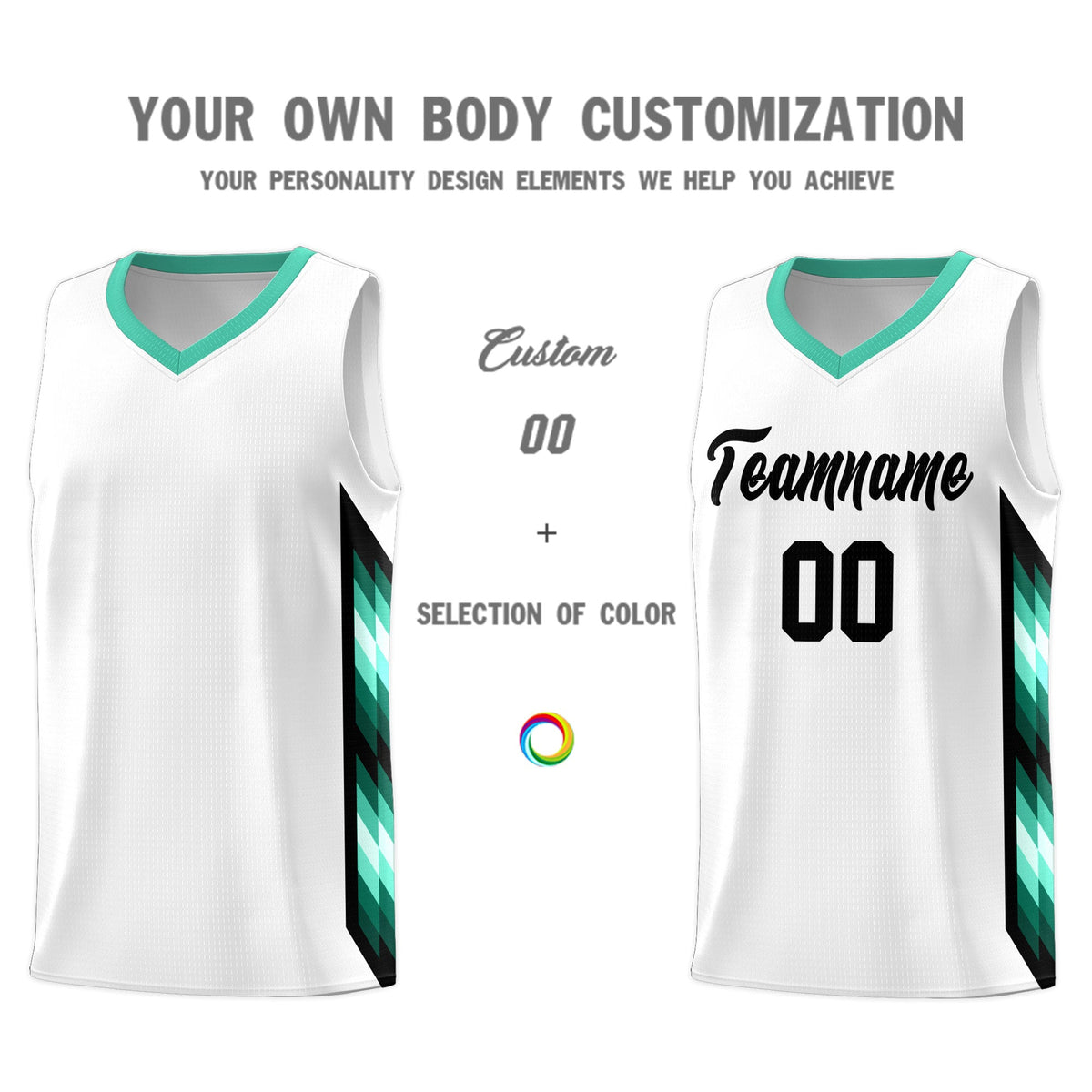 Custom White Mosaic Gradient Fashion Sports Uniform Basketball Jersey|KXKSHOP