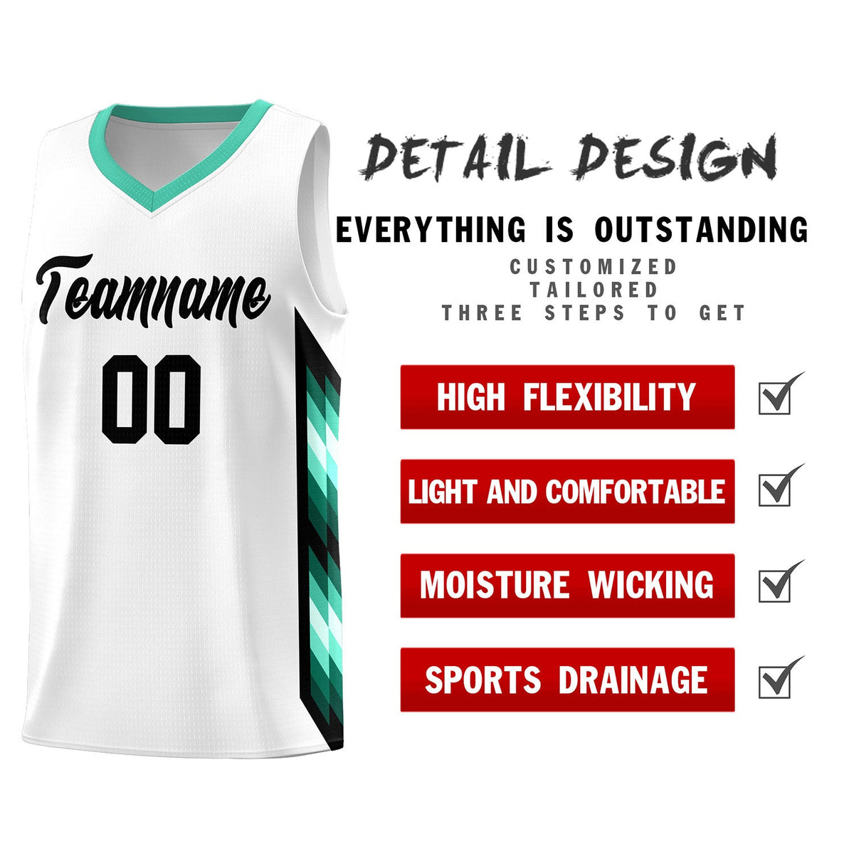 Custom White Mosaic Gradient Fashion Sports Uniform Basketball Jersey|KXKSHOP