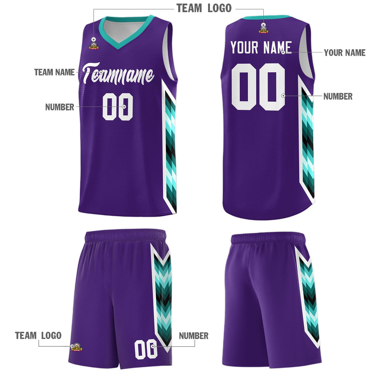 Custom Purple Mosaic Gradient Fashion Sports Uniform Basketball Jersey|KXKSHOP