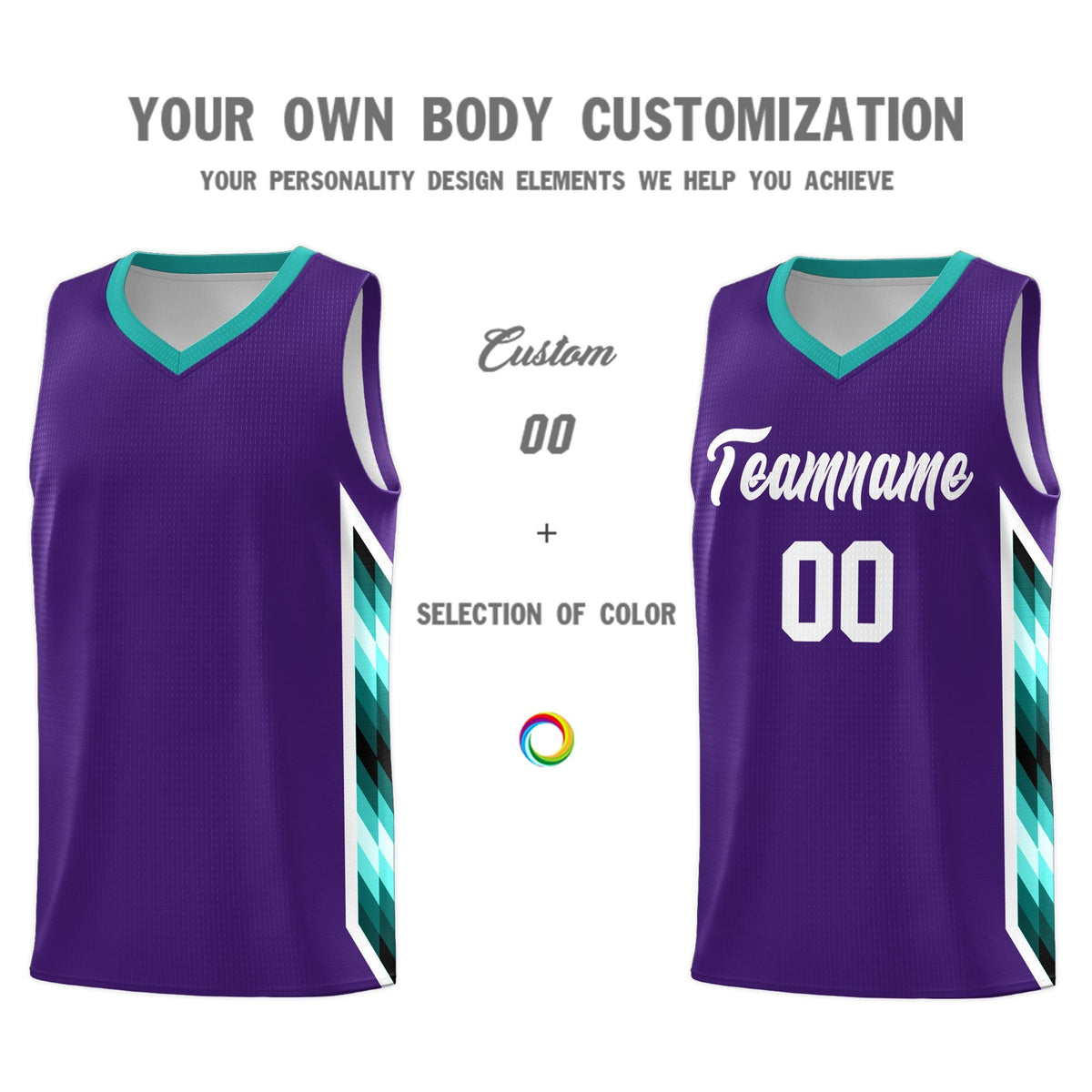 Custom Purple Mosaic Gradient Fashion Sports Uniform Basketball Jersey|KXKSHOP