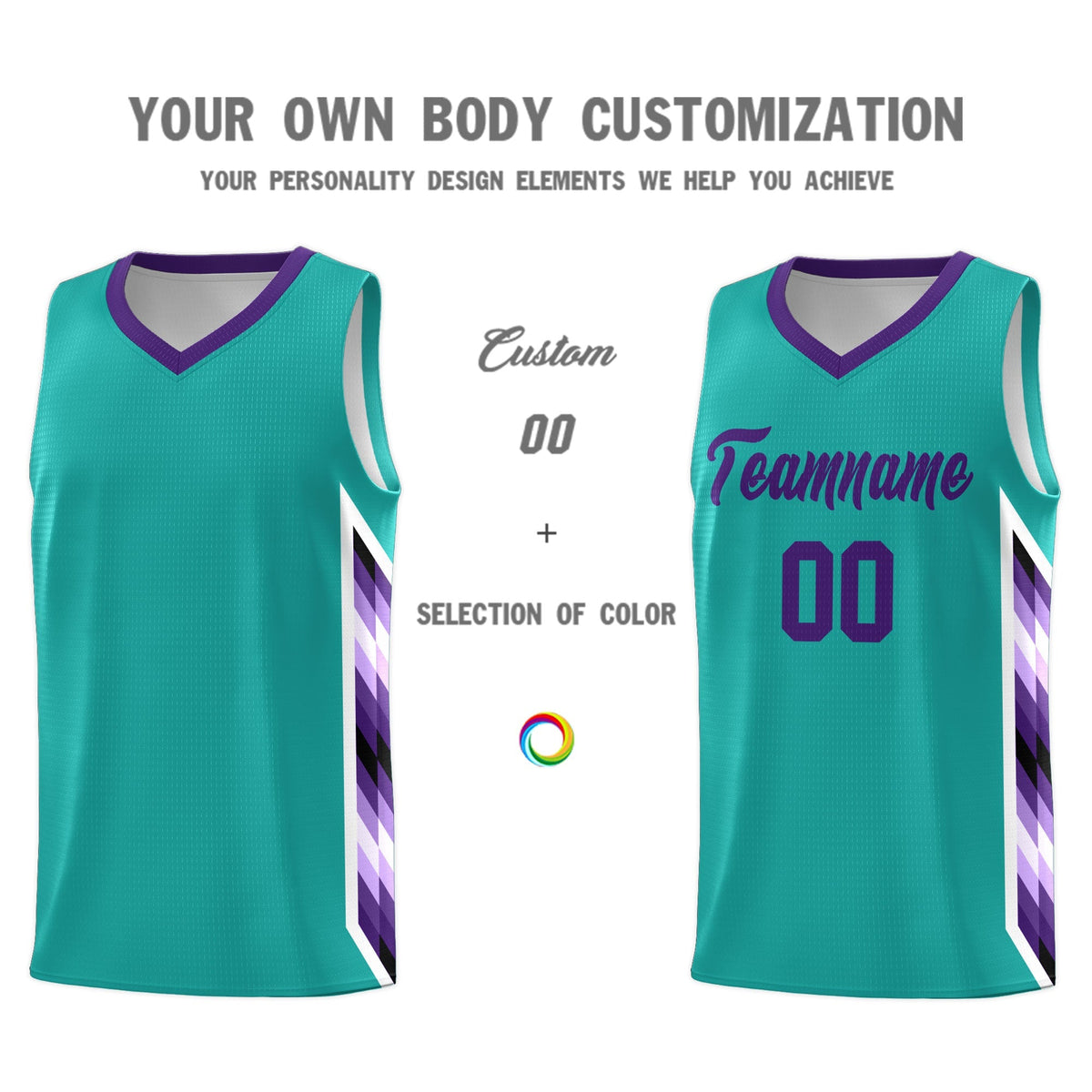 Custom Aqua Mosaic Gradient Fashion Sports Uniform Basketball Jersey|KXKSHOP